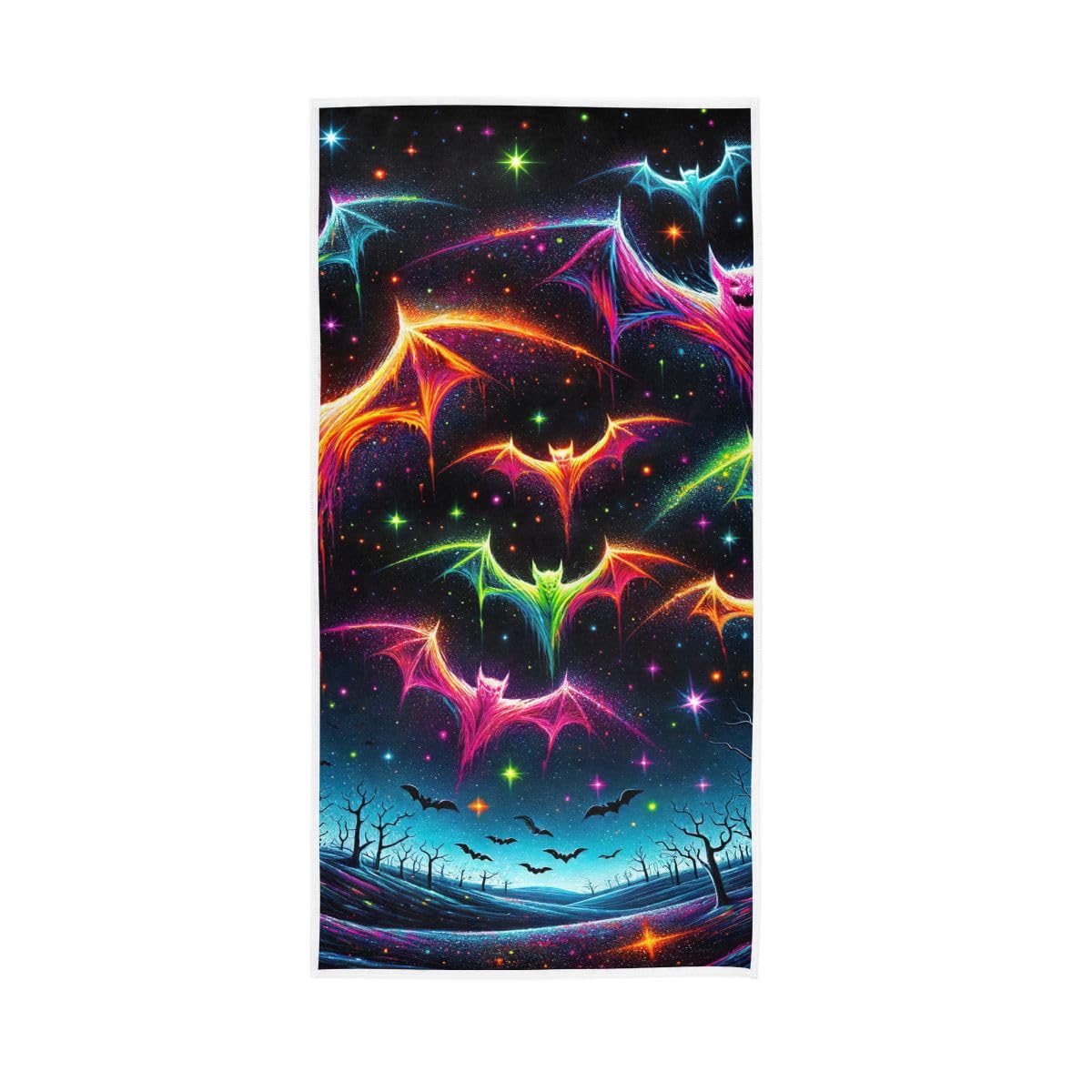 LSRCPD Halloween Neon Bats16 Hand Towel Soft Washcloths Absorbent Towels 15 x 30 Inch