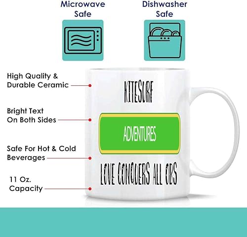 Miniatura 7 de Winter Sports Gift for Kitesurf Enthusiasts, an Gift for Men and Women on Christmas - Hydrofoil Badge Quote on 11 Oz White Ceramic Coffee Mug