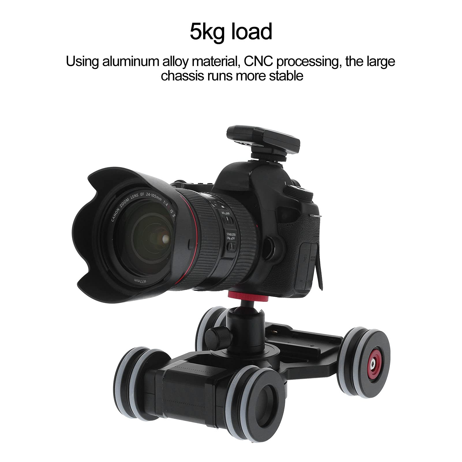 VBESTLIFE Kamera-Video-Transportwagen, Telefon-Kamera-Video-Elektroauto 4-Rad-Motorschlitten, mit 3/8-Zoll-Schraube, 5 Kg Last, APP-Steuerung