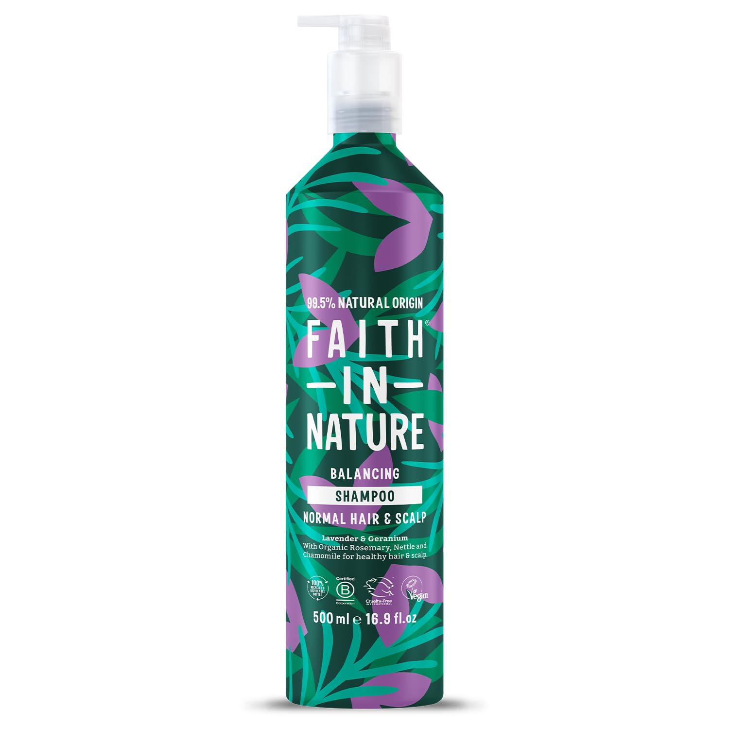 Faith In Nature - Natural Shampoo Aluminium Bottle - Vegan & Cruelty Free, No SLS or Parabens - 500ml, Lavender & Geranium