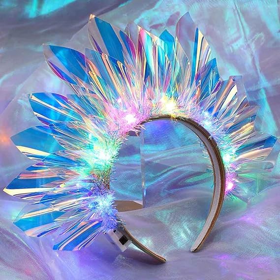 Bandeau LED Lumineux Avec Strass – Diadème Pour Fête, Disco, Cosplay – 2 Pièces – Adulte Et Enfant – Réglable