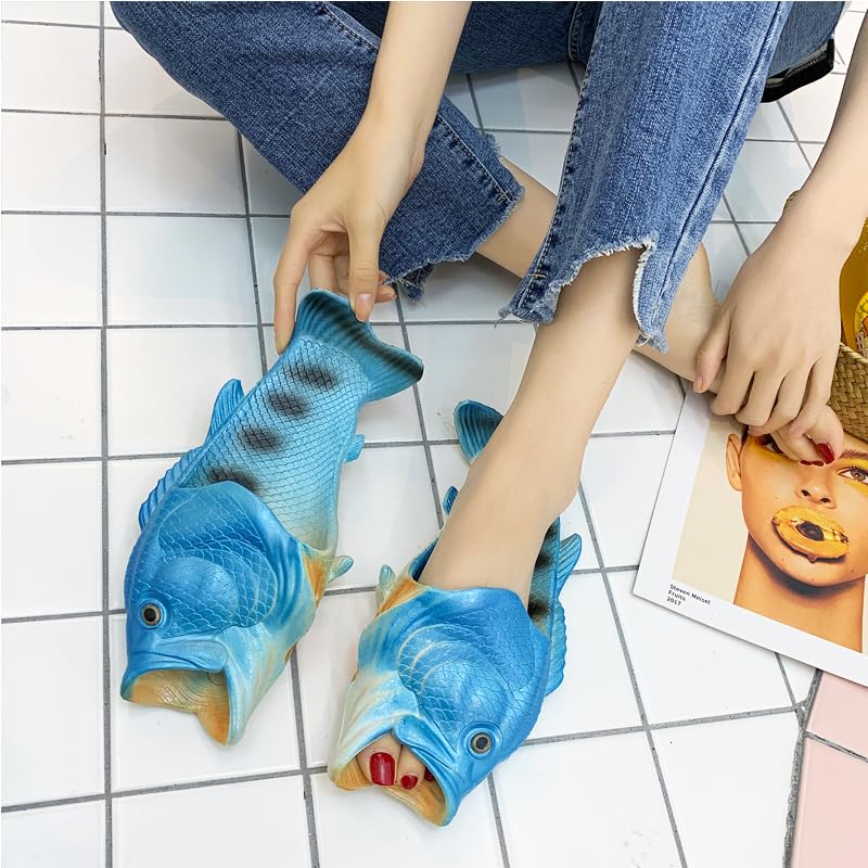 Image of BING RUI CO Fish Slippers Beach Shoes Non-Slip Sandals Creative Bass Slippers Men and Women Casual Shoe