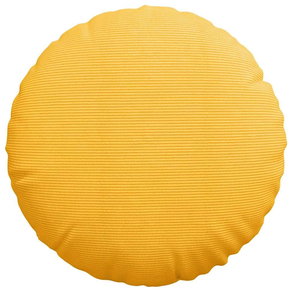 Juego de 2 cojines de 80 cm de diámetro, de pana amarilla, base de polipropileno, relleno de poliéster, funda extraíble, cremallera para el hogar, oficina