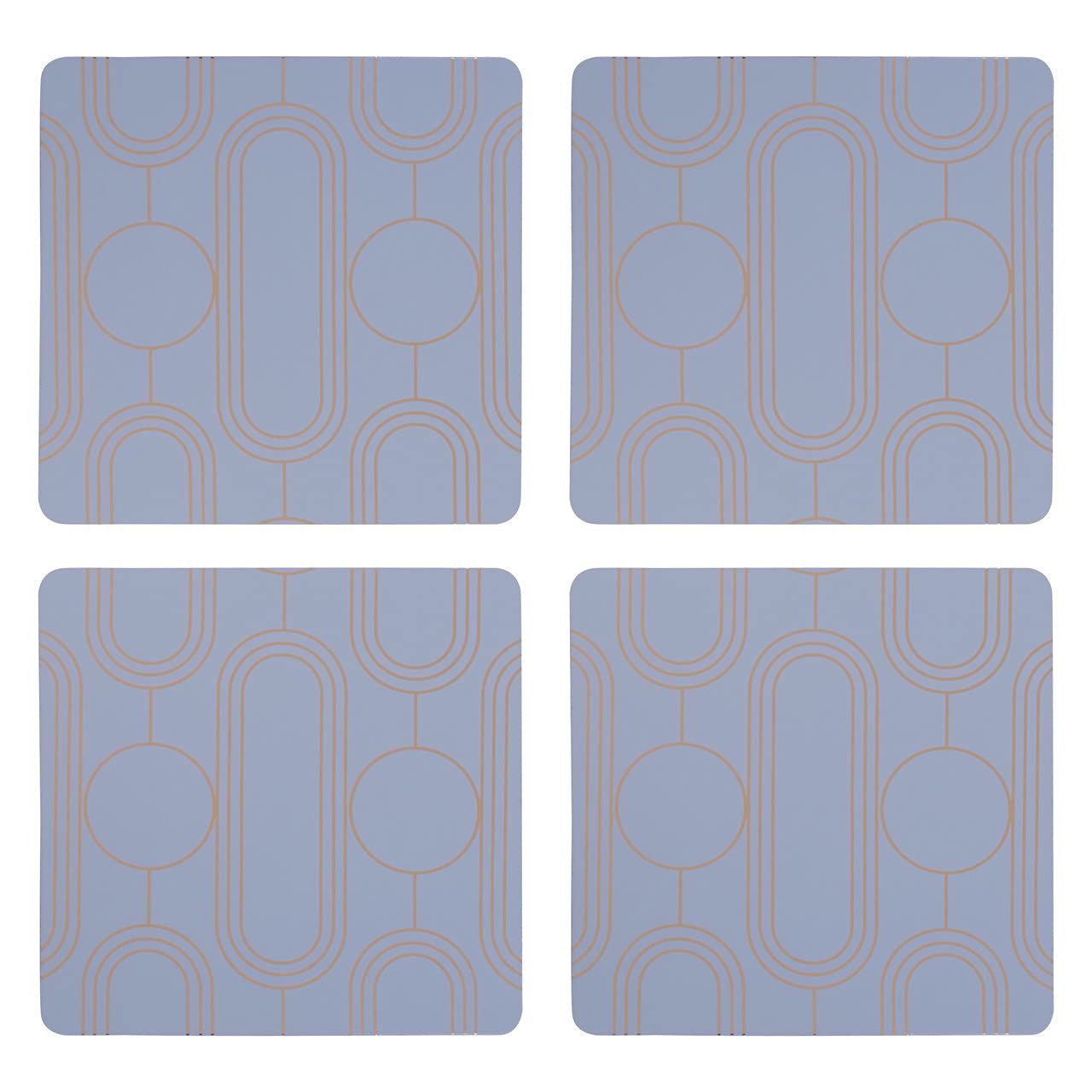 Premier Housewares Placemats And Coaster Square Sets 4 Blue Patterned Table Mats And Coasters Set Contemporary Coasters Durable Textured Coasters w11 x d11 x h1cm