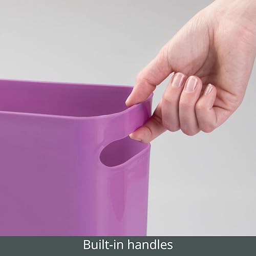 Miniatura 5 de mDesign Cubo de basura de plástico delgado de 2.5 galones, contenedor de basura clásico para baño, dormitorio, cocina, oficina en casa, residuos al