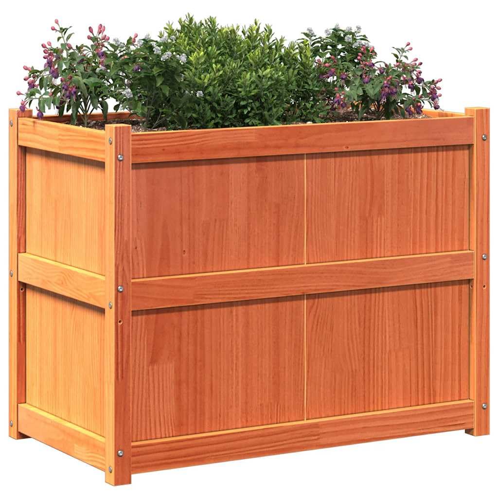 Générique Jardiniere Drewno Sosna Lita 90x50x70 cm Brązowa | Do warzyw Kwiaty Rośliny, Do użytku zewnętrznego Ogród Balkon Patio, Pojemność ogólna