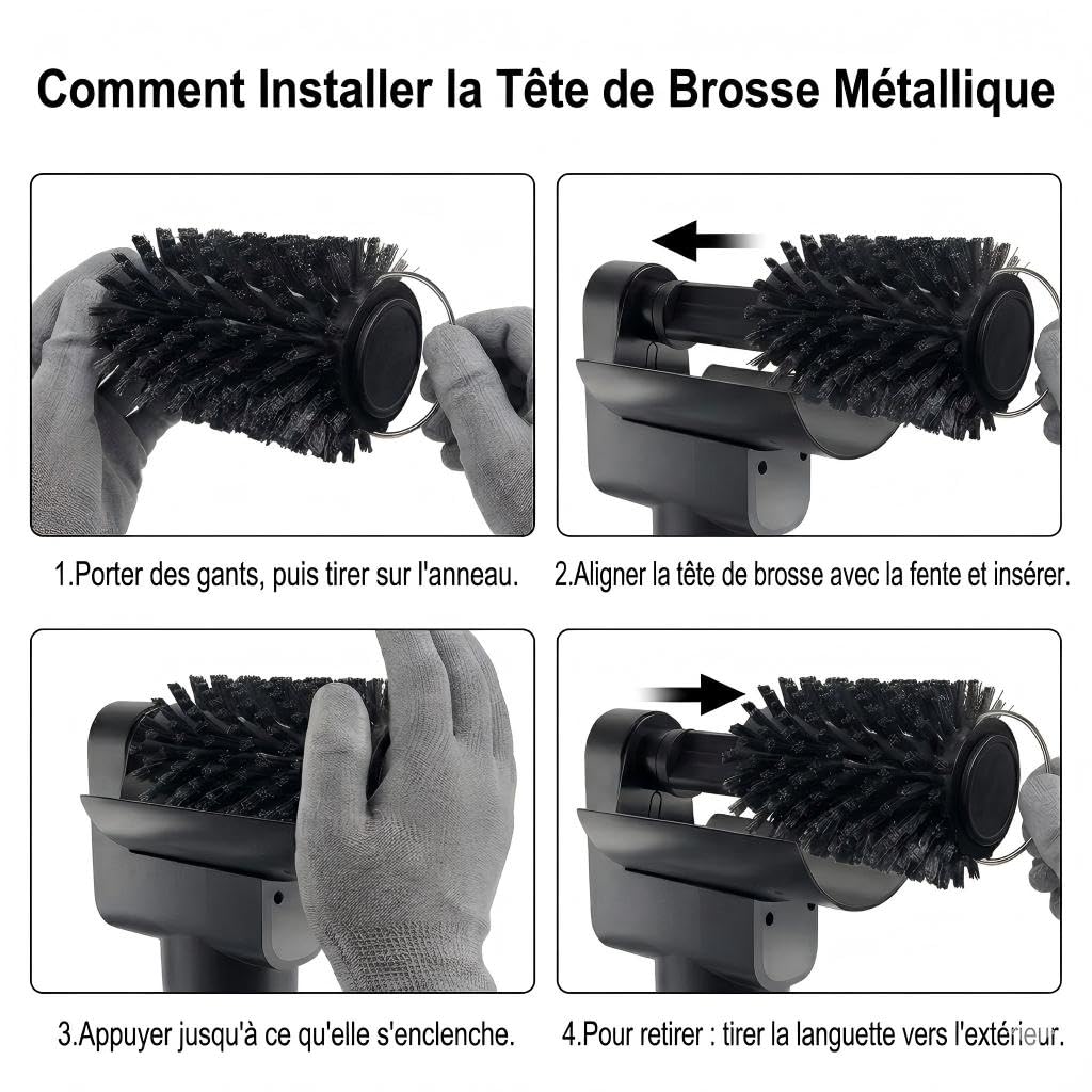 Têtes de Rechange pour Brosse de Barbecue électrique – Comprend Une tête de Brosse métallique en Acier Inoxydable, Un Tampon de Polissage et Un Tampon à récurer – Compatible avec Le modèle LZ-8054A
