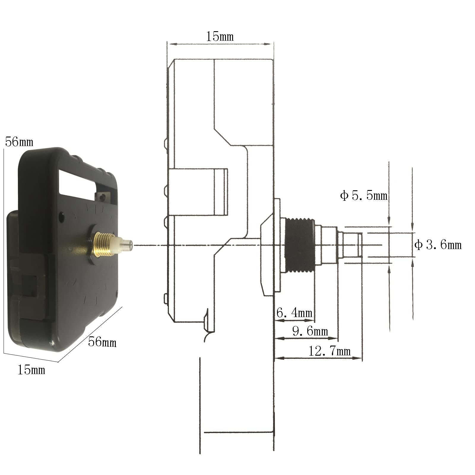 OSTAR DIY Quartz Wall Clock Movement Mechanism Battery Operated 1/2