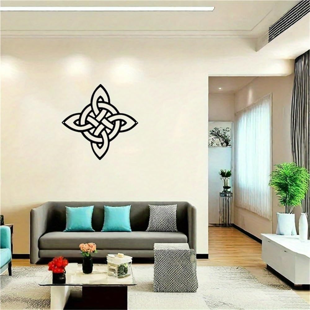 Decoración de pared abstracta contemporánea de metal con nudo celta de bruja, hierro forjado a mano con intrincado diseño de nudos para cocina, sala de estar, oficina y cafetería, estilo gótico d