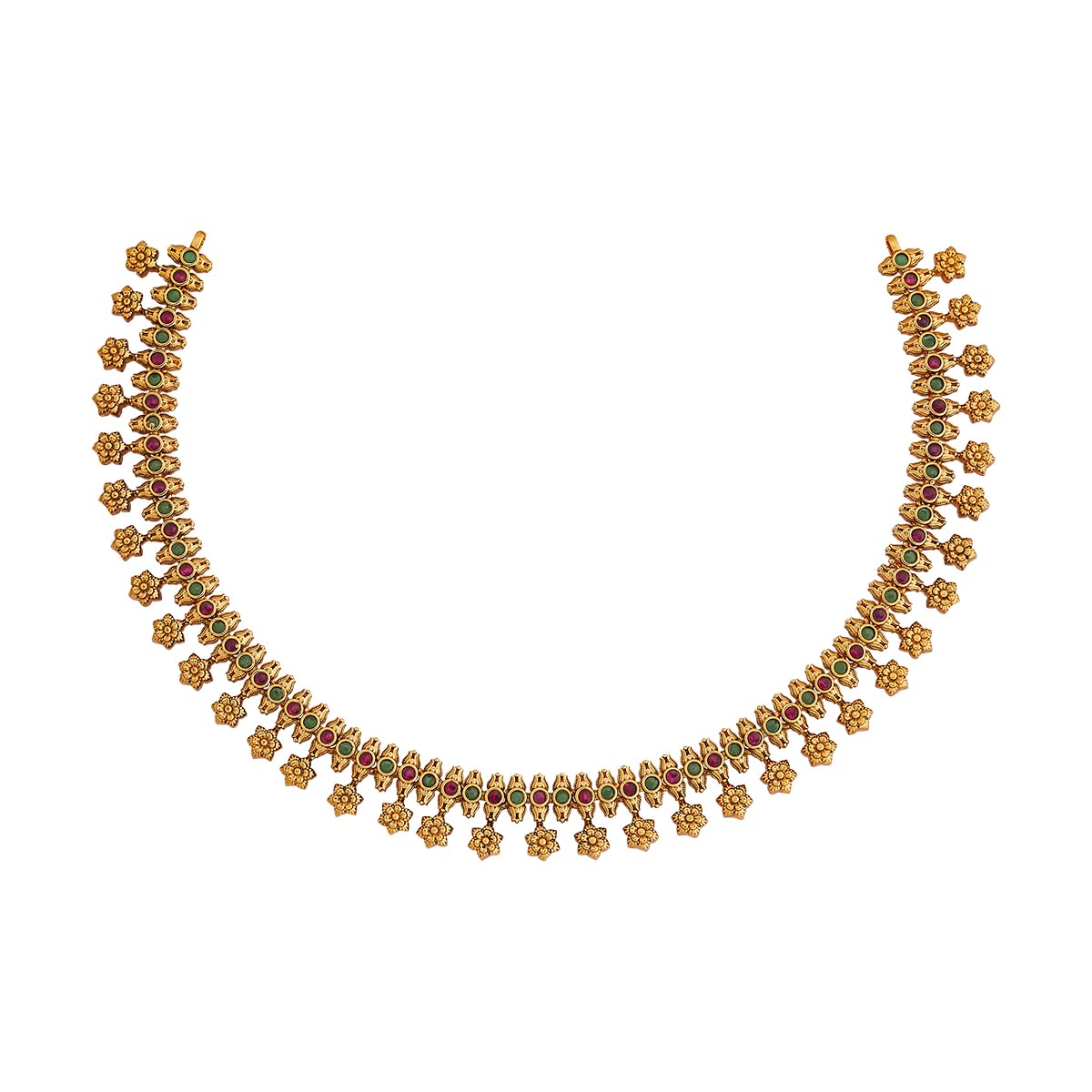 Fashion Jewellery Ruby-Green Gold Polished Copper Antique Necklace with Adjustable Chain, Best for Casual Wear & Special Occasion-image-34