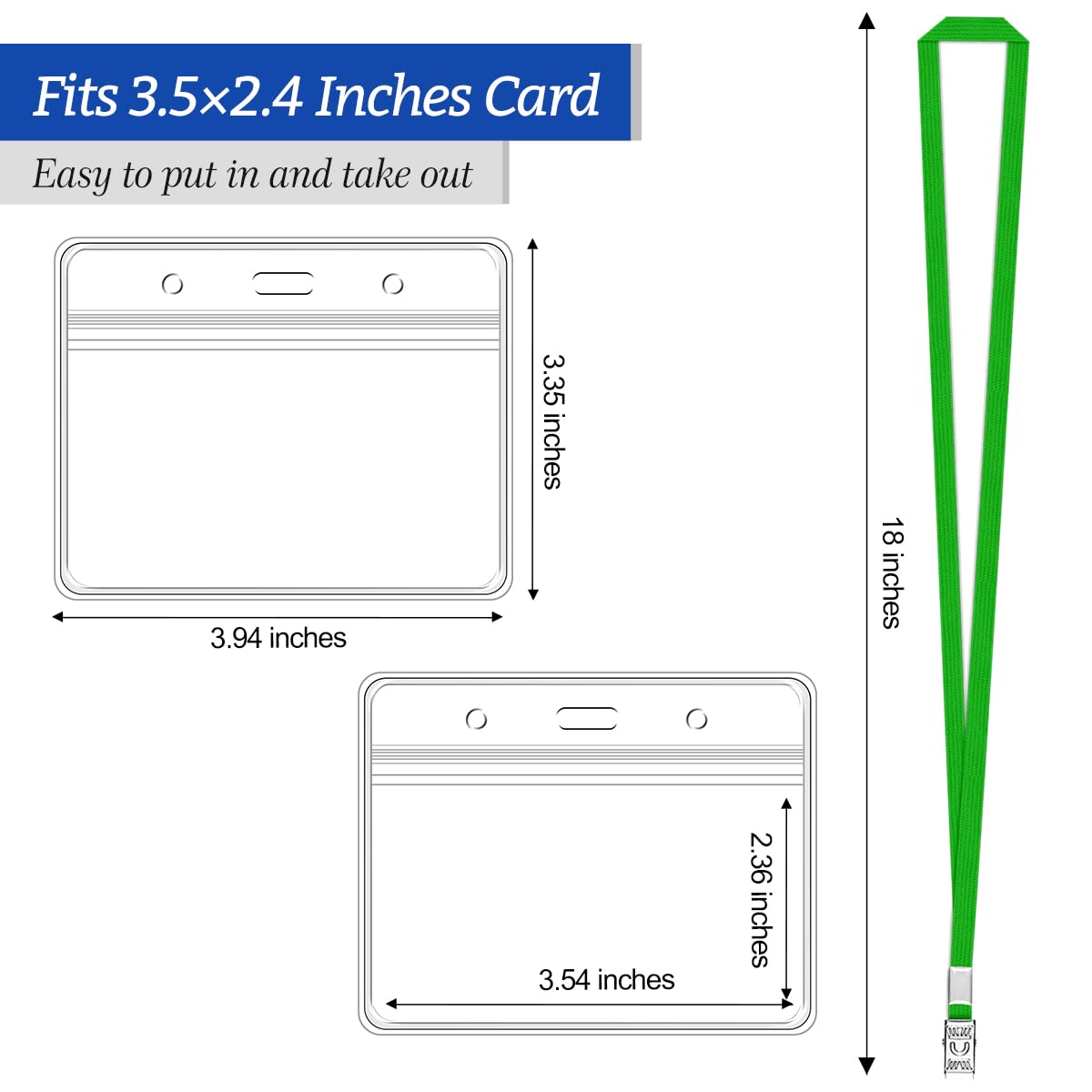 50 Pcs ID Badge Holders With Lanyards - Clear Card Holders For Work & Events