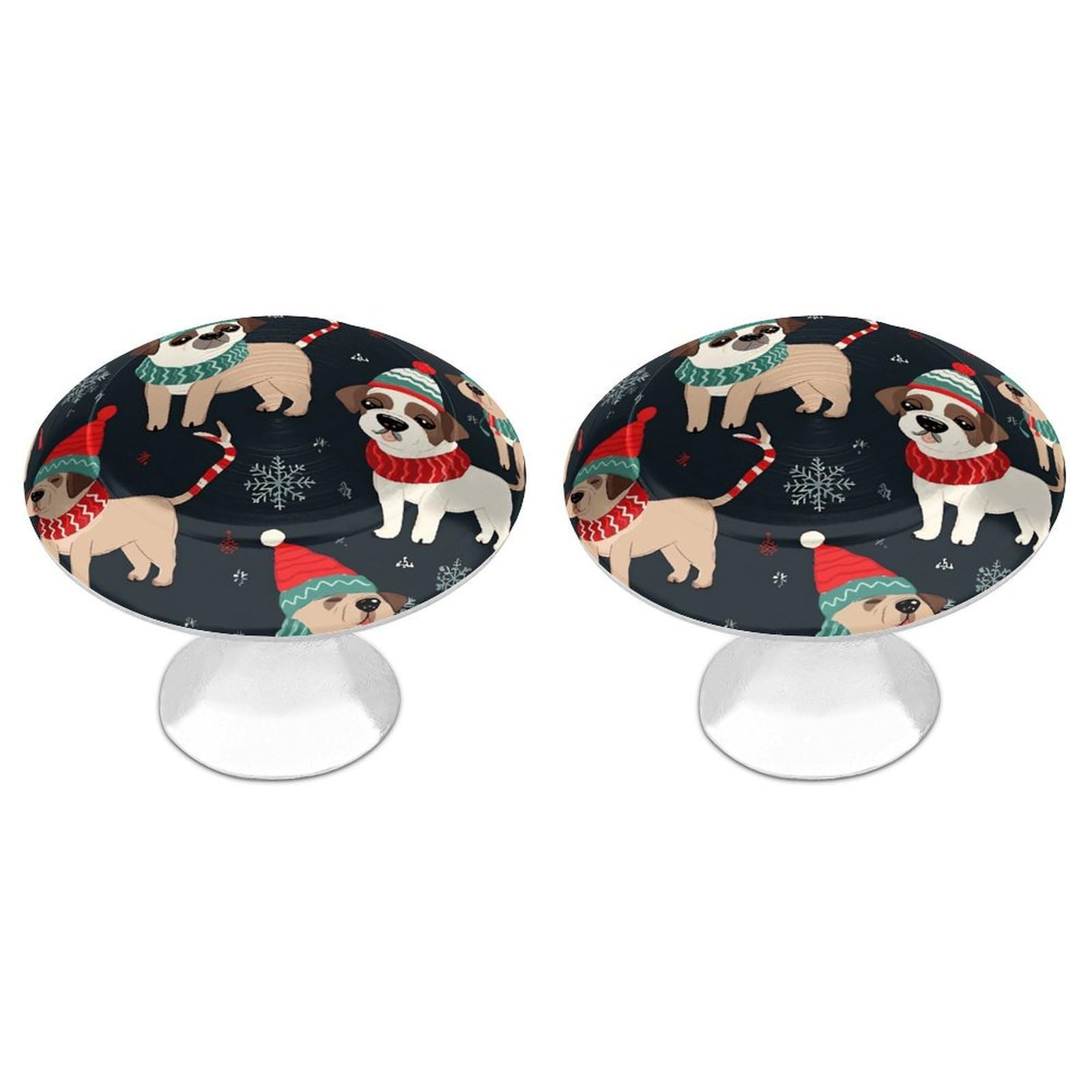 FekiLoot Merry Christmas Dog Cabinet Knobs Personality Stainless Steel Round Drawer Handles Circle Modern Cabinet Handles Drawer Knobs for Kitchen Dresser Bathroom Cupboard Furniture