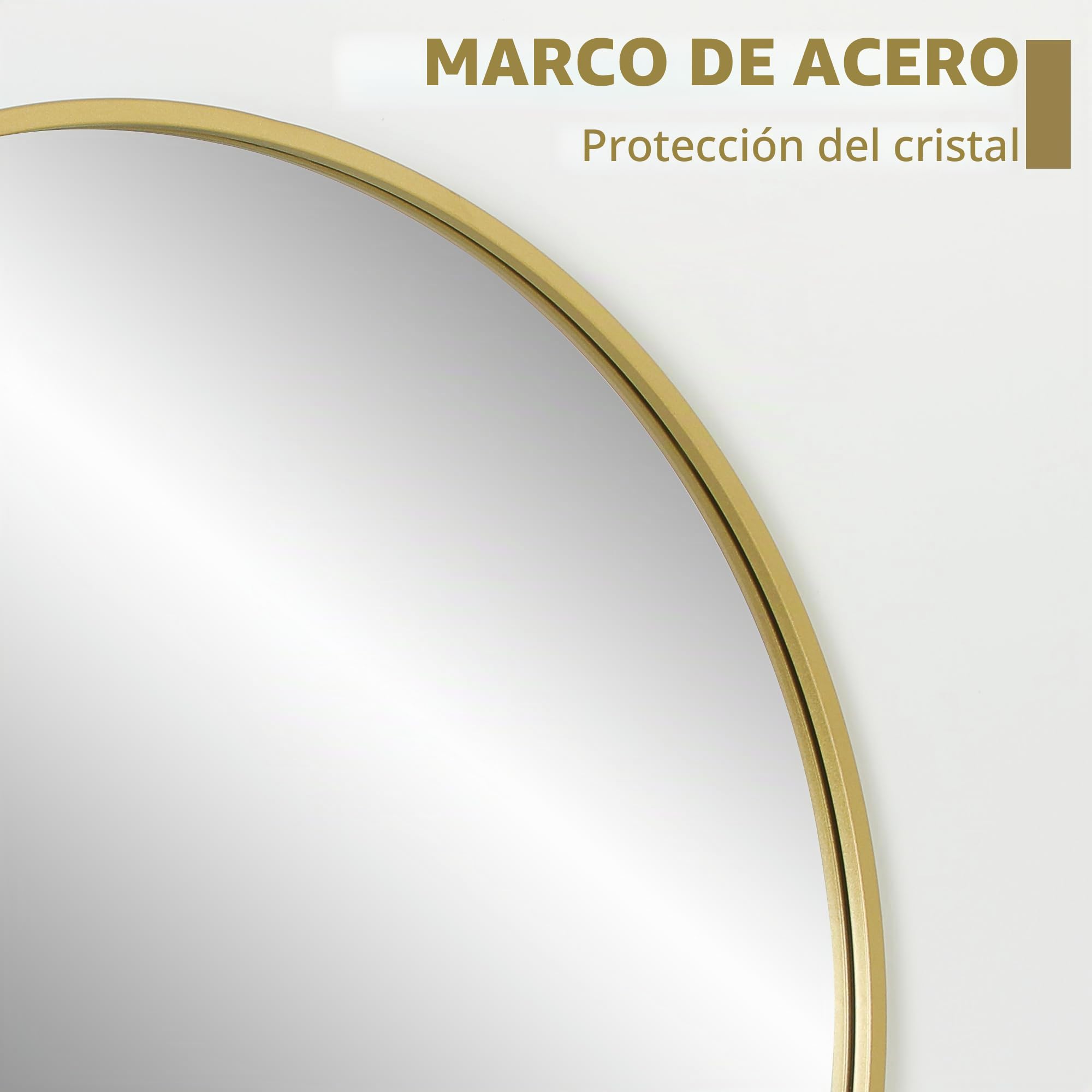 HOMCOM Espejo de baño Redondo con Marco 70x70 cm Dorado