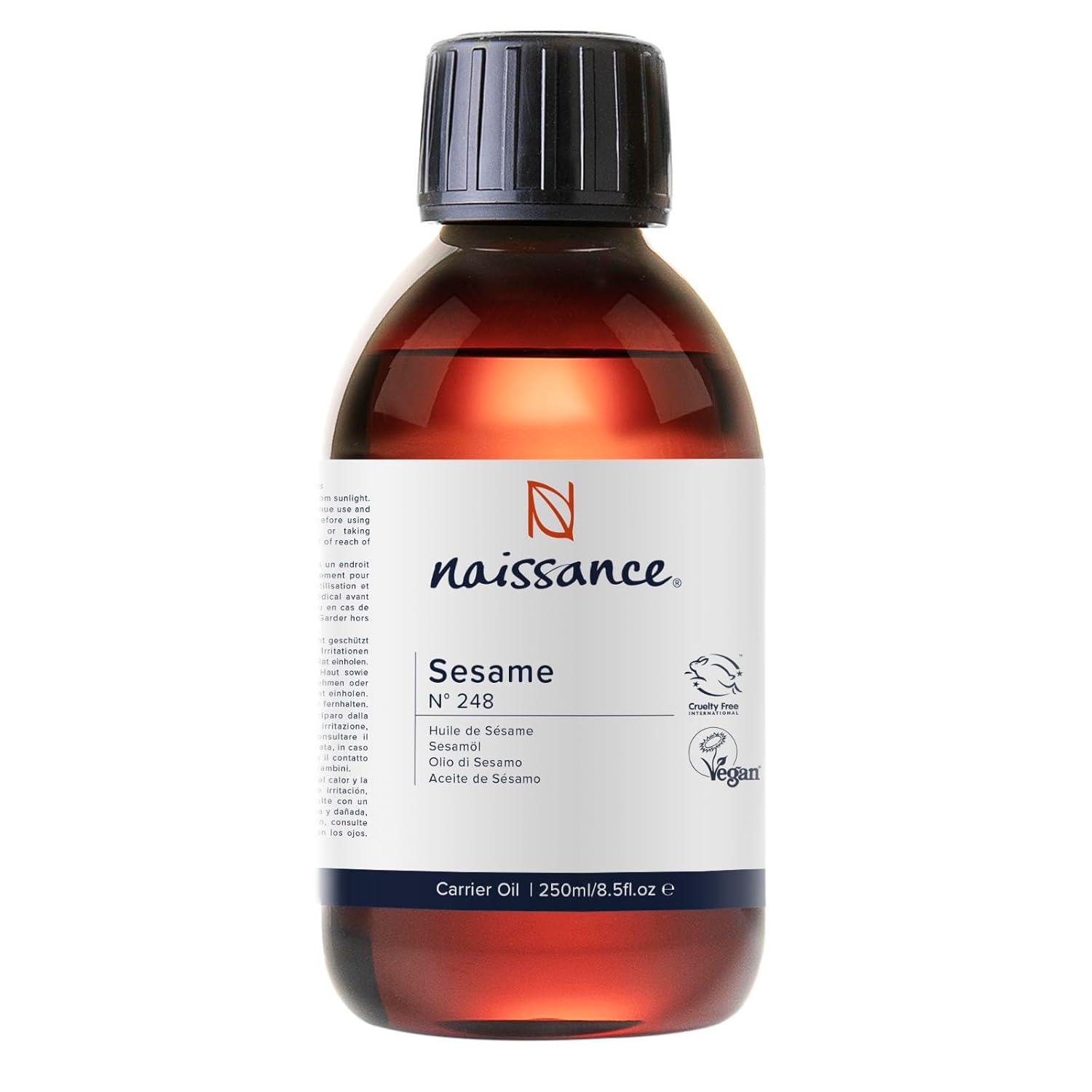 Naissance Sesamöl (No. 248) 250ml Natürlich, Kaltgepresst, Raffiniert für Haut, Gesicht