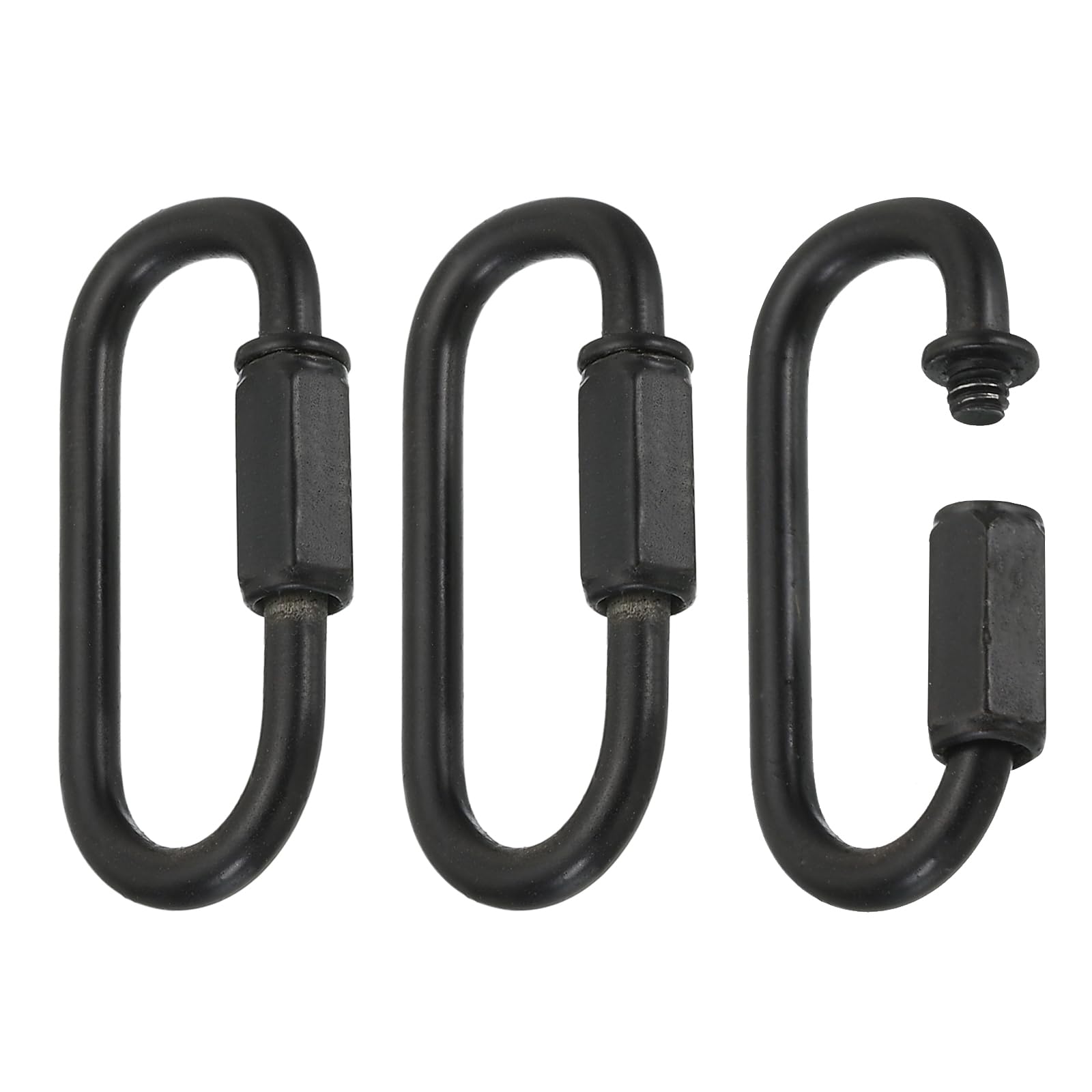 MECCANIXITY Chain Connectors, 5mm Thick Quick Link Screw Lock Oval Clips for Chandelier Pendant Lights, Black, Pack of 3
