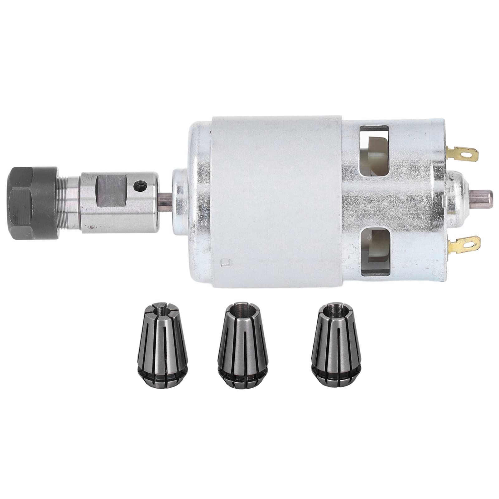 20000RPM CNC Spindle Motor with 4mm/6mm/6.5mm ER11 Collet Set 24V Electrical DC Motor Double Ball Bearing High High Power for Bench Drilling Machine and CNC Router Machine