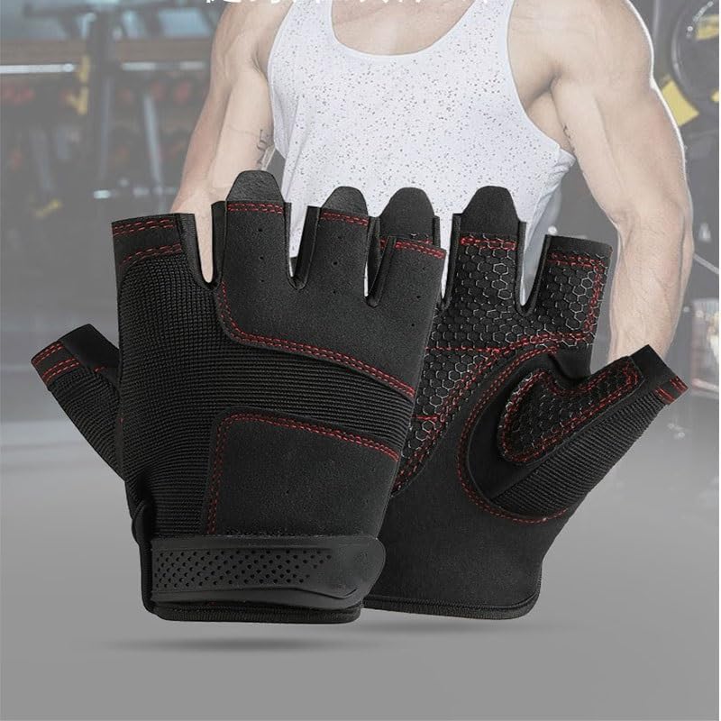 Fitness Half Finger Nylon Gloves Ride Bike Anti-Slip Wear-Resistant Training Sports