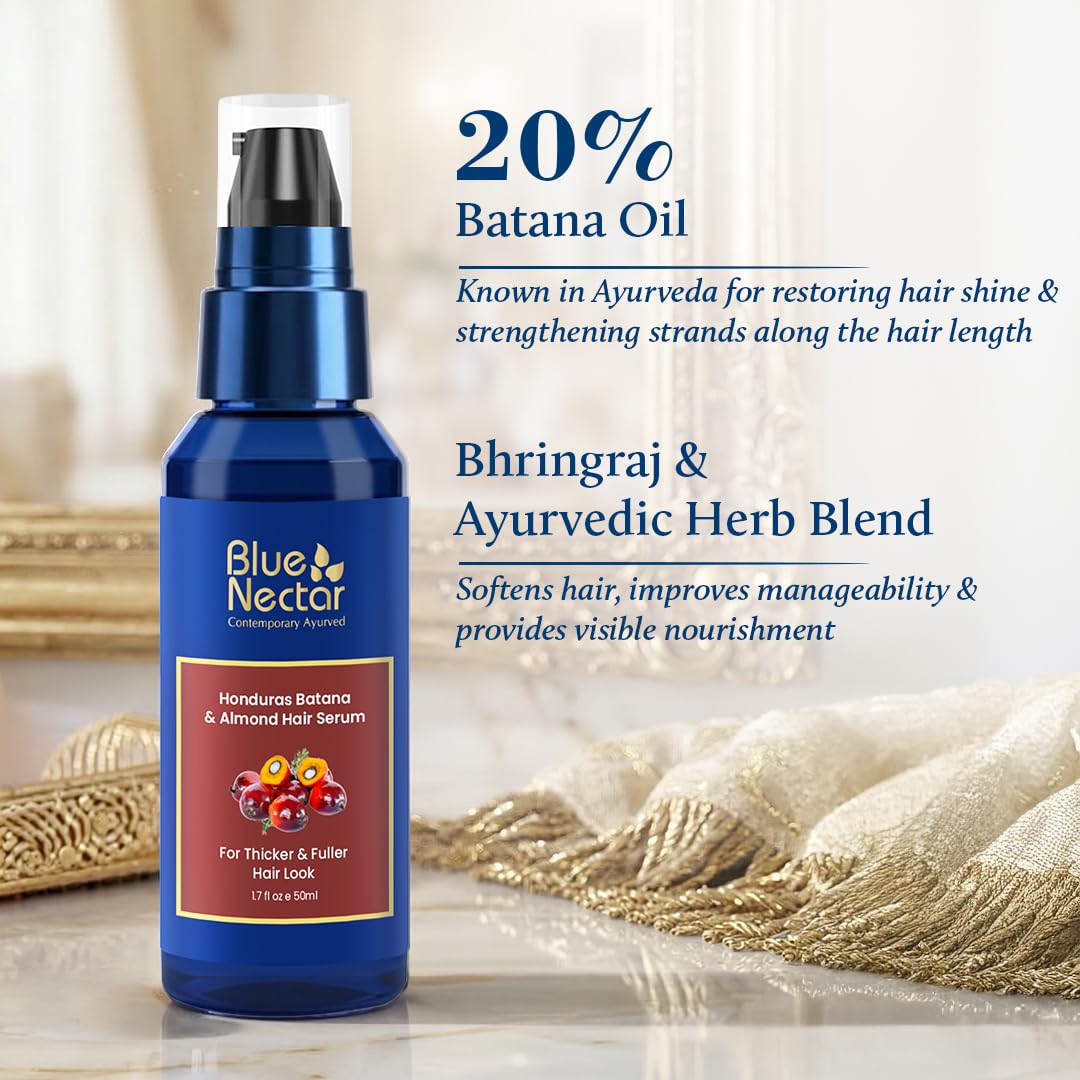 Blue Nectar Honduras Batana Haarserum für volleres Haar, nicht fettende Formel, alle Haartypen, Haarwachstumsserum für Damen und Herren, 18 Kräuter, 50 ml