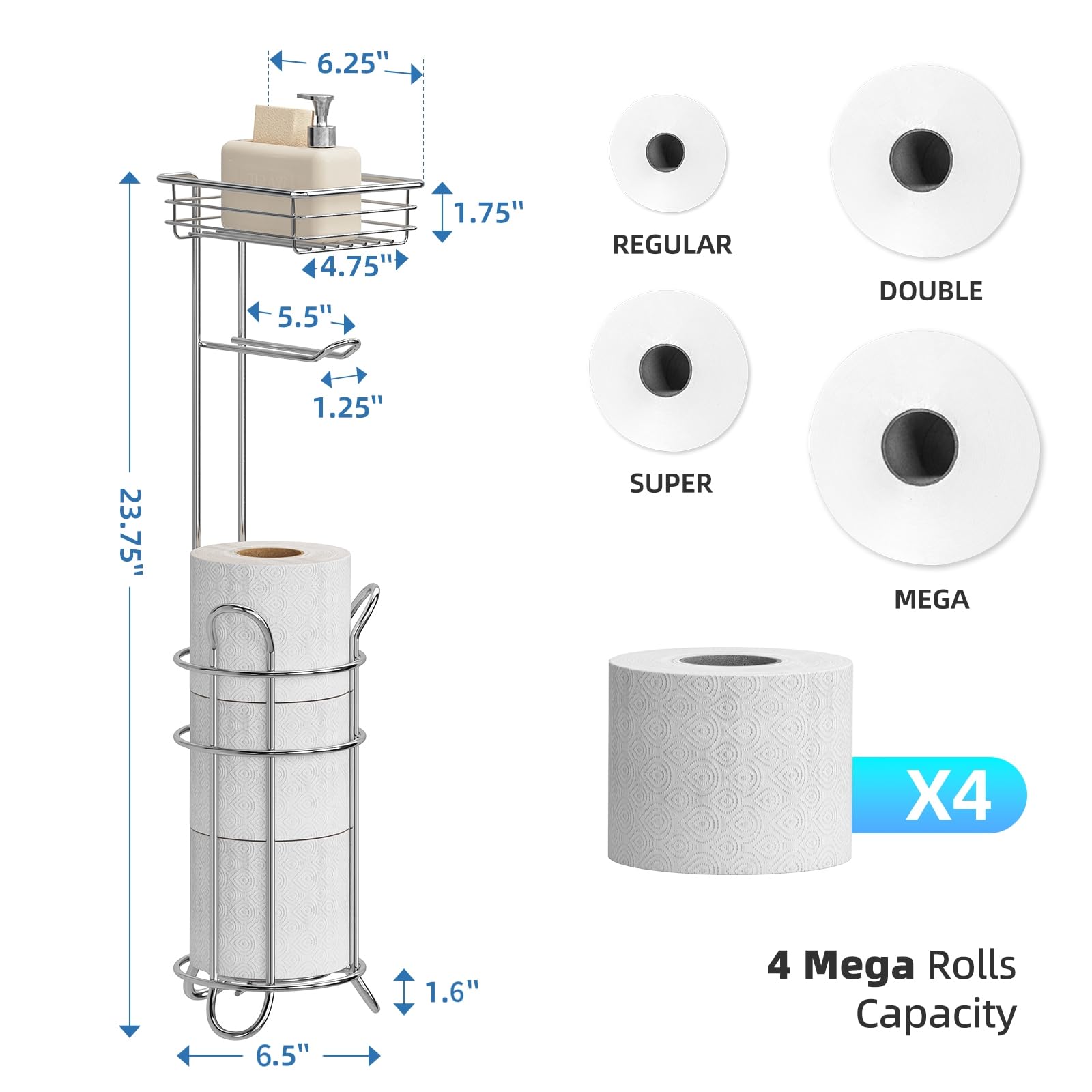 Simple Trending Toilet Paper Holder Stand with Shelf for 4 Rolls — Amazon image 7