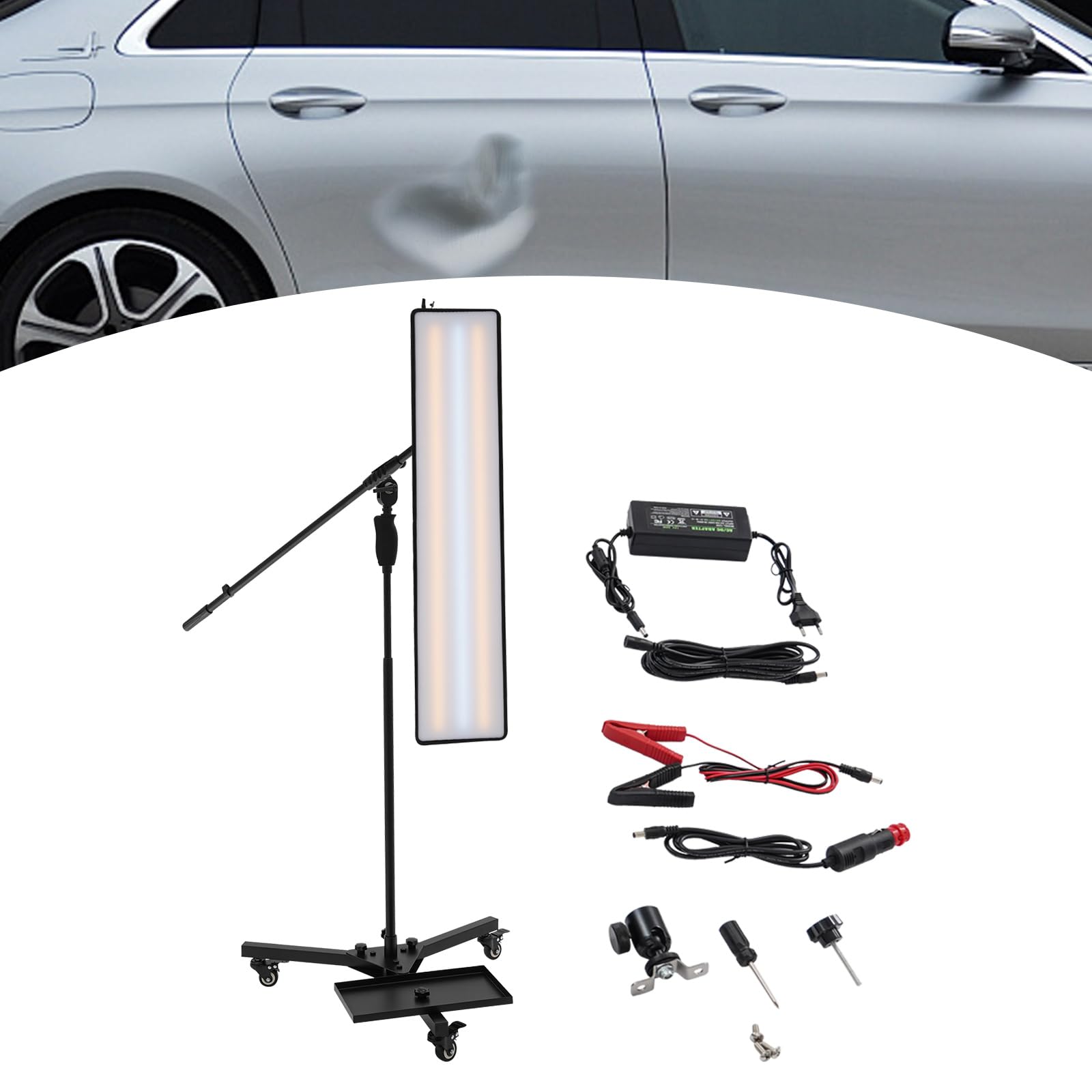 Kit di riparazione ammaccature per auto, con lampada a LED, funzionamento a batteria | Per officine, strutture di carrozzeria, riparazioni mobili, concessionari di auto, centri estetici e garage privati
