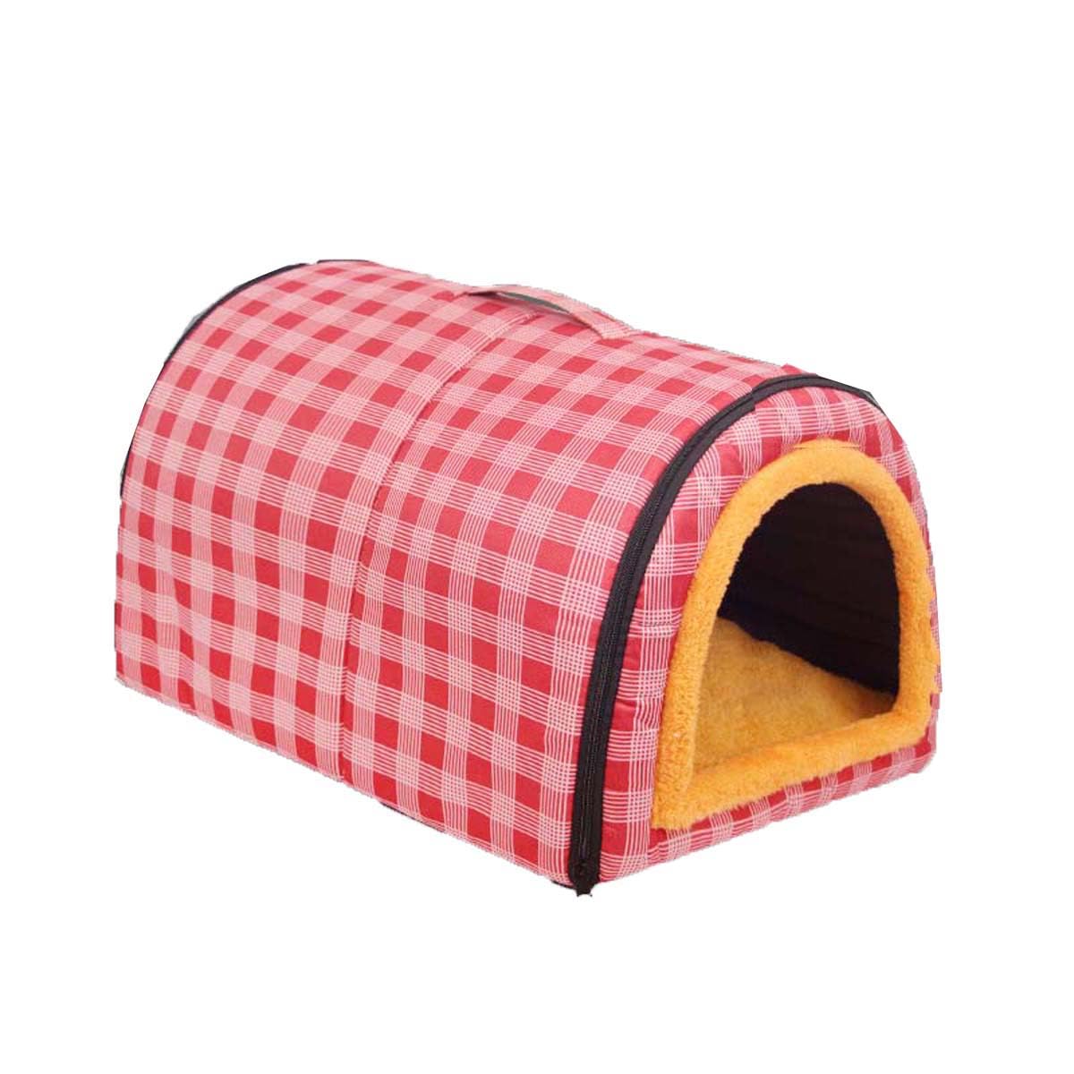 Monbaer 2 in 1 Dog House, Cat Igloo Foldable Dog Tent Bed with Soft Removable Cushion, Waterproof Pet Calming Nest, Anti Anxiety Warm Cozy Puppy Sleeping Bag (S:45x32x35cm,Pink)