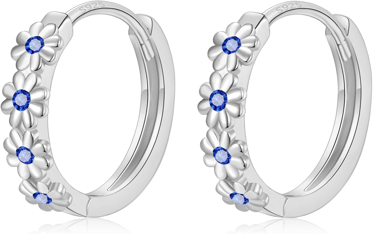 Small Hoop Earrings for Women |925 Sterling Silver Post 10mm Flower Cluster Huggie Hoop Earrings, Hypoallergenic Cartilage Piercing Hoops Jewelry