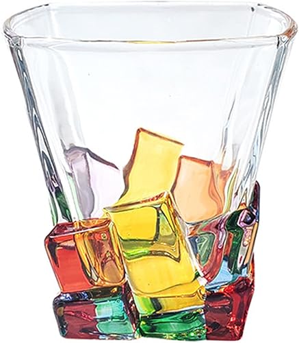 Vasos de whisky pintados a mano, coloridos y creativos, copas de vino únicas, vasos de vidrio soplados a mano a la antigua usanza, vasos para beber