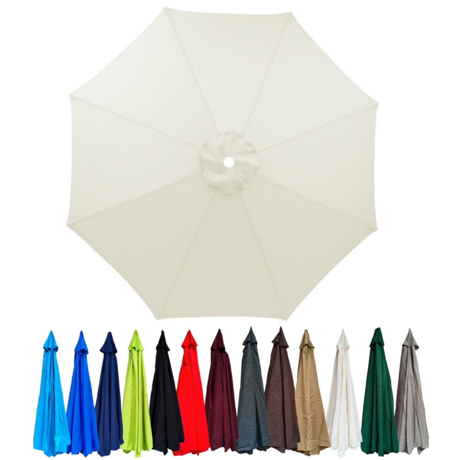 Replacement Canopy for 2.0/2.3/2.5/2.7m/3.0m Cantilever Umbrella with 6/8 Ribs for Yard Garden Beach(Cream white,2m/8 ribs) — image 1