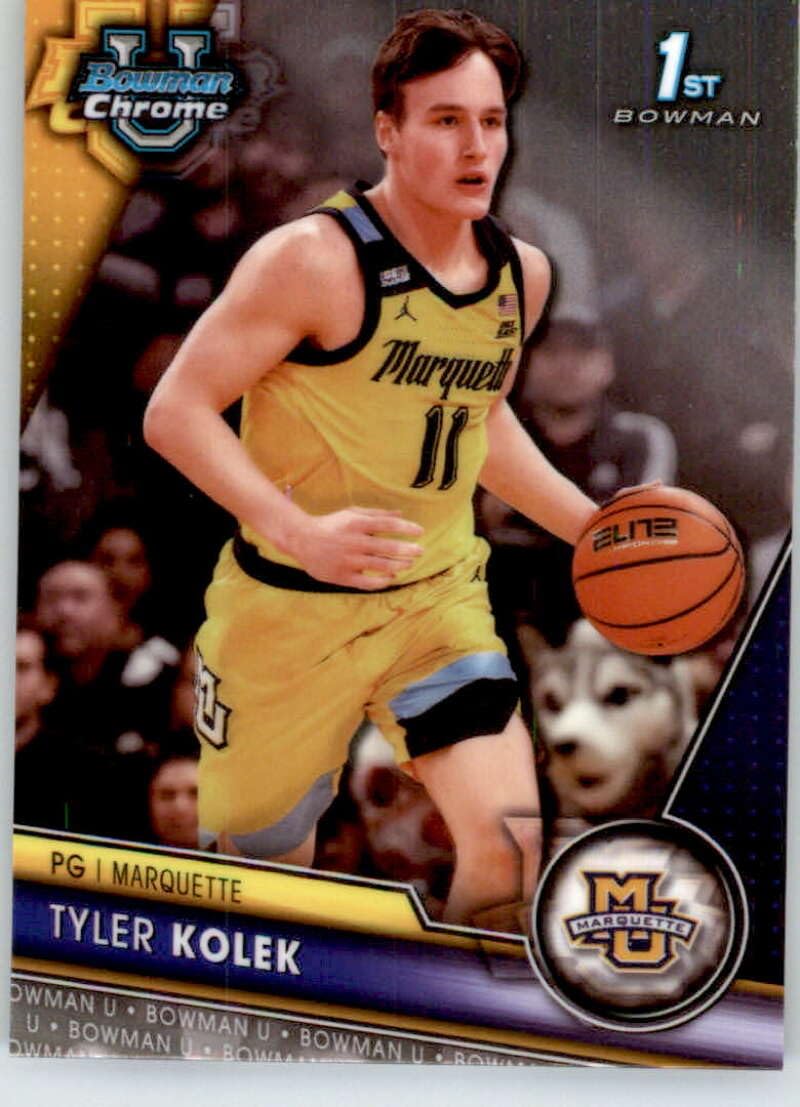 2023-24 Bowman Chrome University #50 Tyler Kolek Marquette 1st Bowman Chrome Official NCAA Basketball Card in Raw (NM or Better) Condition