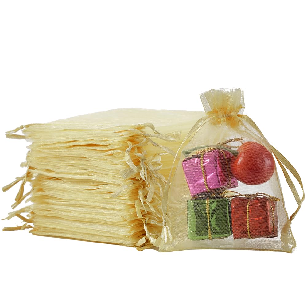 Meowoo 100PCS Organza Bags, 3x4in Small Mesh Bags Drawstring, Mesh Gift Bags Drawstring for Jewelry, Candy, Christmas, Sachets, Festivals, Bathroom