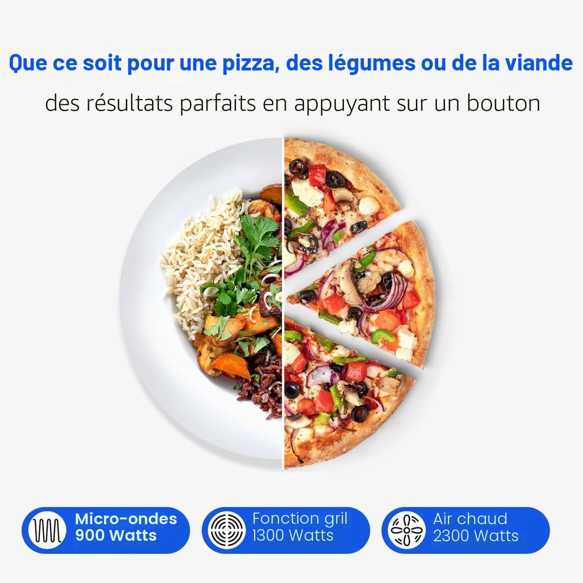 Bomann MWG3001HEB Micro-ondes encastrable 3 en 1 avec grill et air chaud, écran LCD, 8 programmes automatiques, fonction minuterie, espace de cuisson 25 l, intérieur en acier inoxydable, argenté