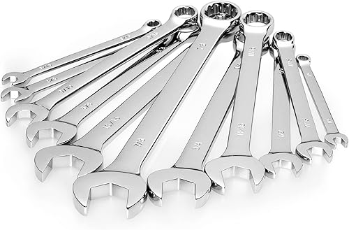 Miniatura 2 de Max Torque - Juego de 11 llaves combinadas SAE de alta calidad con estante, tamaños de pulgada sin saltos de 14 a 78 pulgadas, diseño de cuerpo de