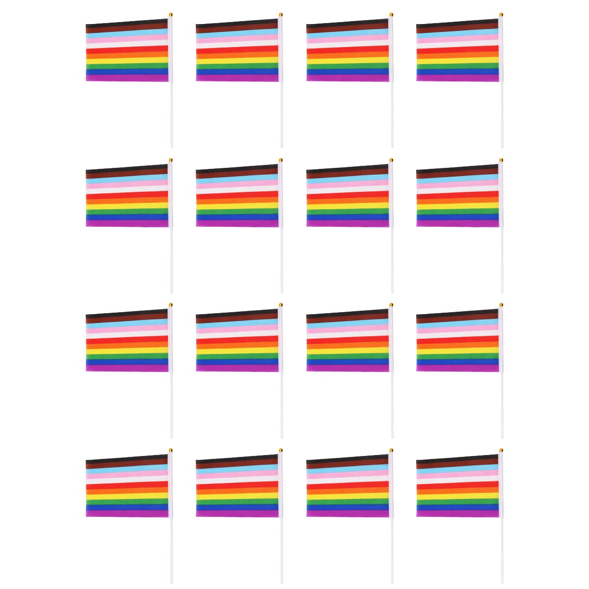 WANGCL 20 Pack Handheld Progress Pride Flags Mini LGBT Rainbow Flags for Outdoor LGBT Parades Rainbow Party Decorations(B) - Image 3