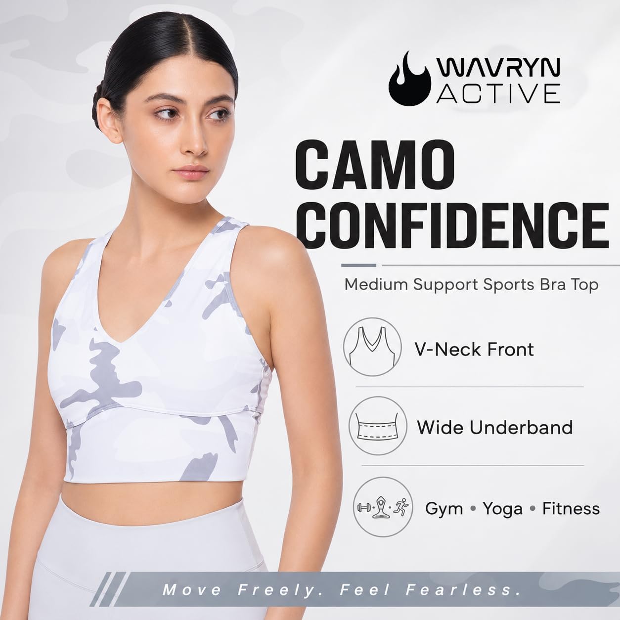 Women's Camo Sports Bra Top Medium Support Cross-Back Workout Bra for Gym, Yoga, Fitness