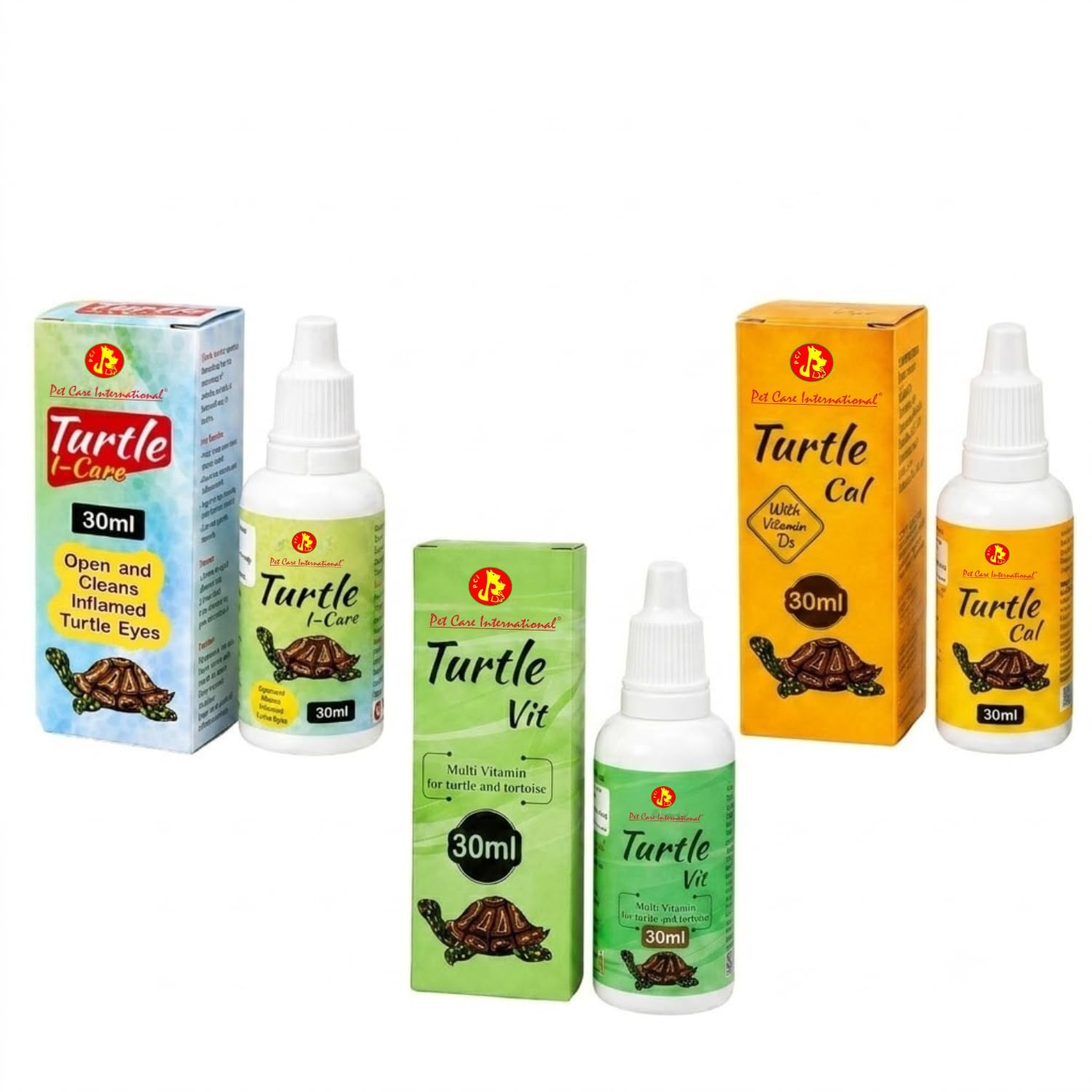 Pet Care International (PCI) Special Combo Turtle i-Care Turtle Cal Turtle VIT Drop for Swollen Infected Eye & for Strong Shell & Provide Calcium Vitamins Minerals Healthy Turtle Healthcare (30ml)-image-41