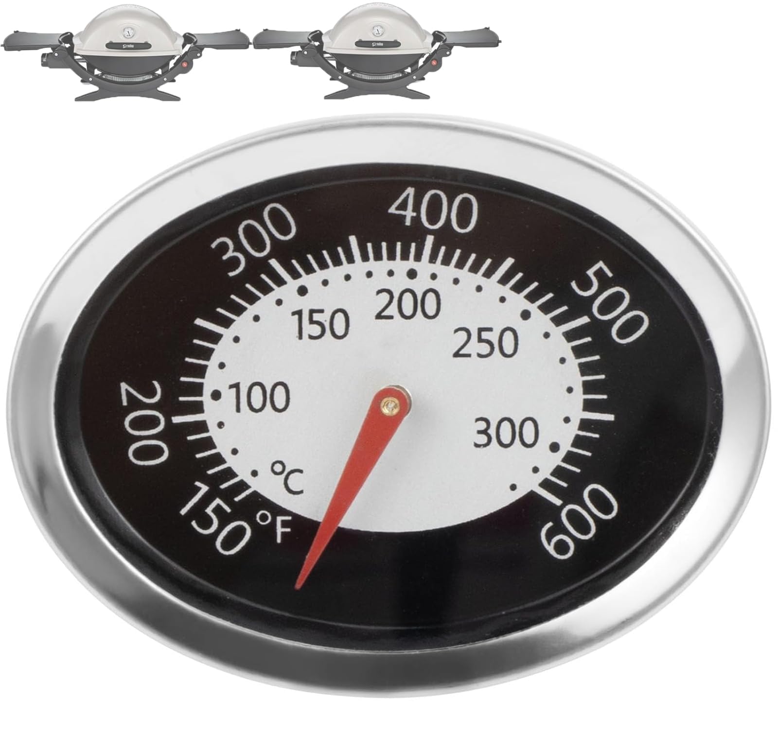 60070 Indicatore di temperatura per Weber Q Termometro Ricambio Q1200 Q2200 Q120 Q220 Parti, Ovale Q Termometro Parti Termostato Ovale per Weber Q Temp Gauge Q1200 Accessori Grill, 1 PC