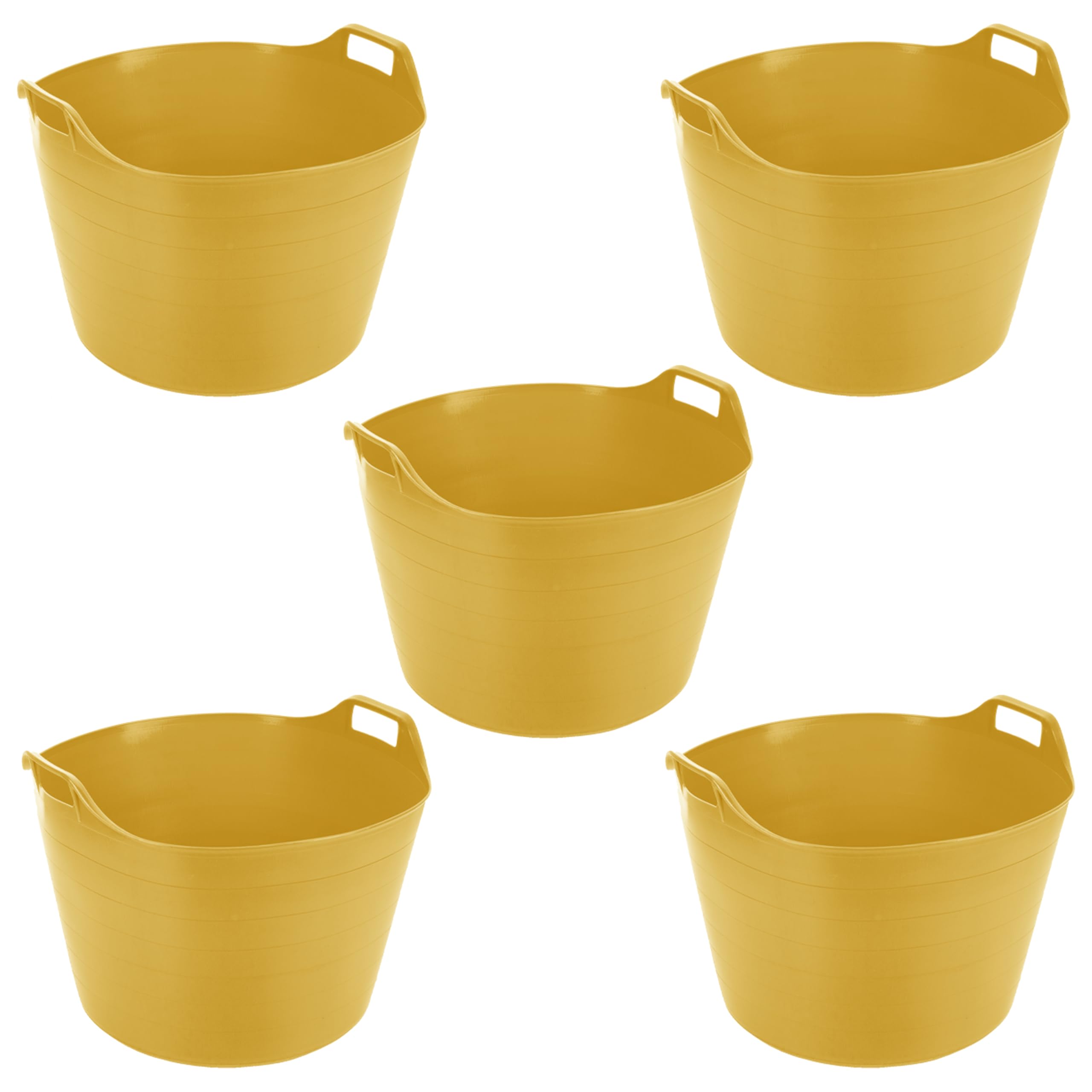 JMS we create smile - Pack Of 5-26/42/75 litre Flexi Tub Garden Home Flexible Colour Storage Container Bucket Polyethylene Flex Tub - Made in U.K. (Yellow, 75 Litre) โ image 1