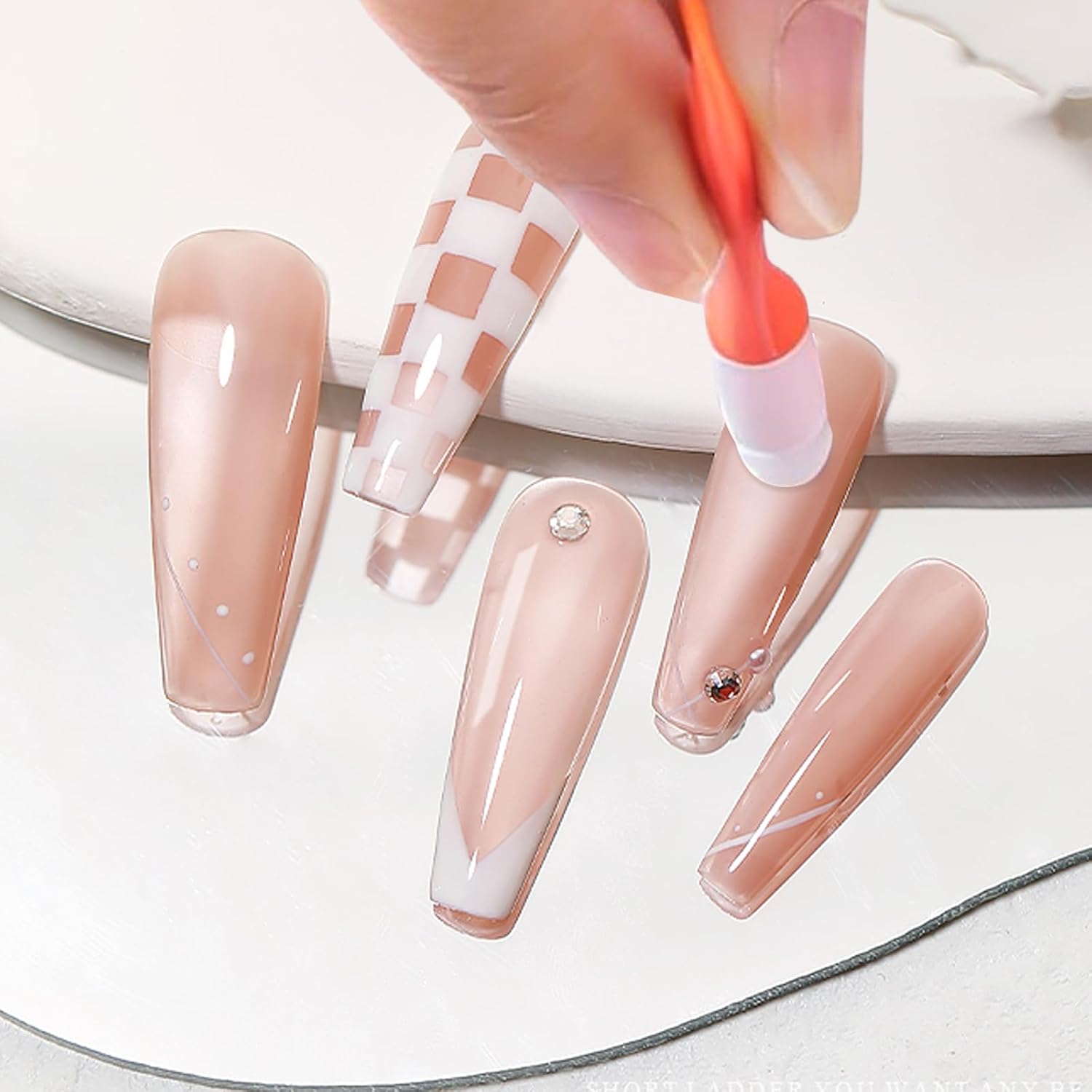 8PCS Press-On Nail Applicator Tool Set, Damage-Free Press-On Suction Cup Applicator Tool Nail Holder for Home Manicure Fake Nail Tips Application