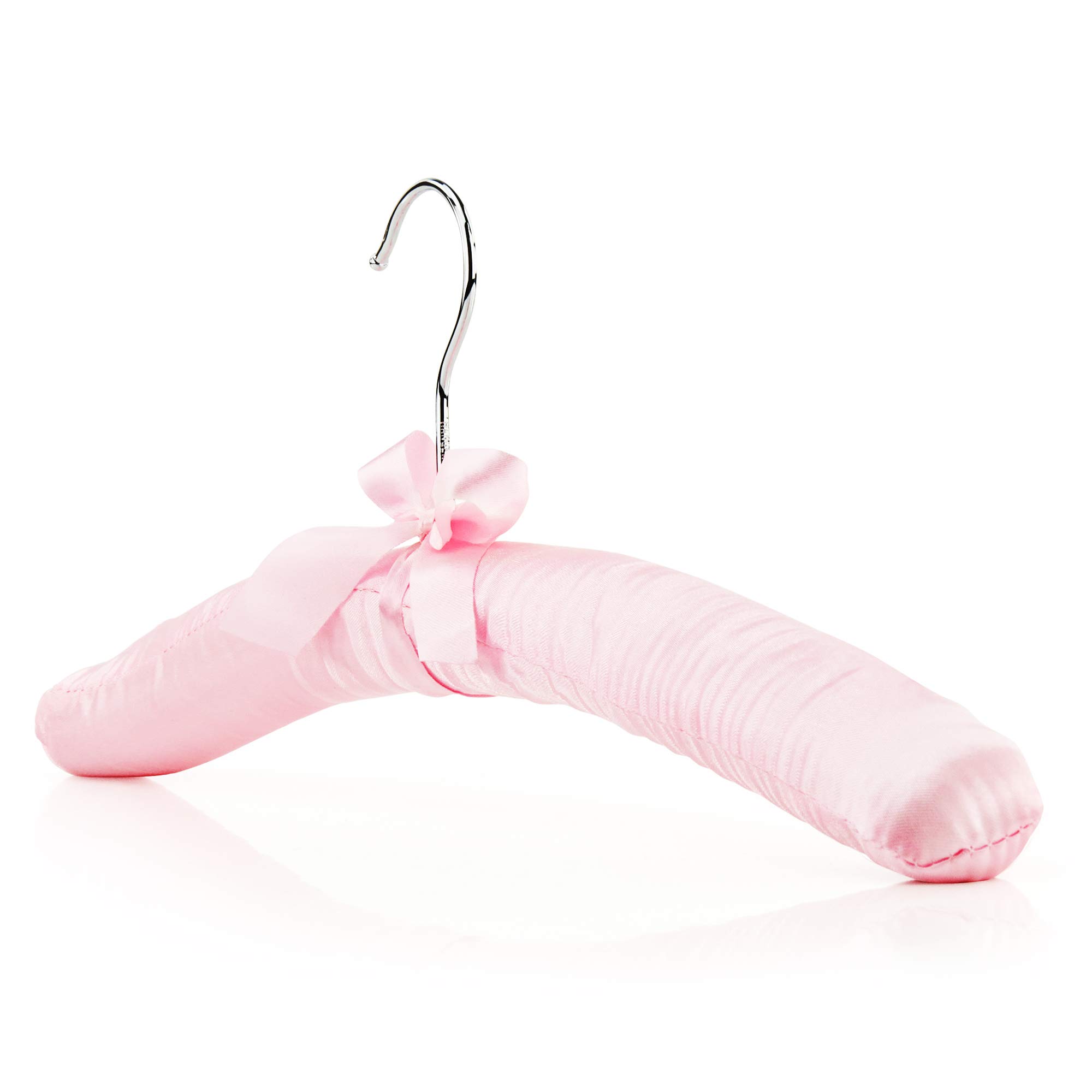 Hangerworld 5 Grucce Imbottite 43cm in Satin Rosa per Abiti Delicati in Lana Giacche e Cappotti