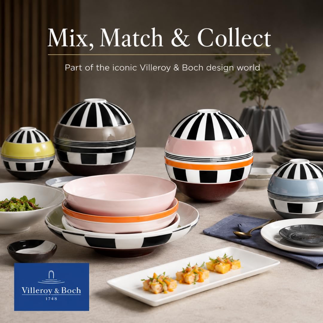 Villeroy & Boch - La petite Boule memphis, vajilla de porcelana, juego de cuencos, 5 piezas. Set de servicio, 14 cm Ø, apto para lavavajillas y microondas, multicolor