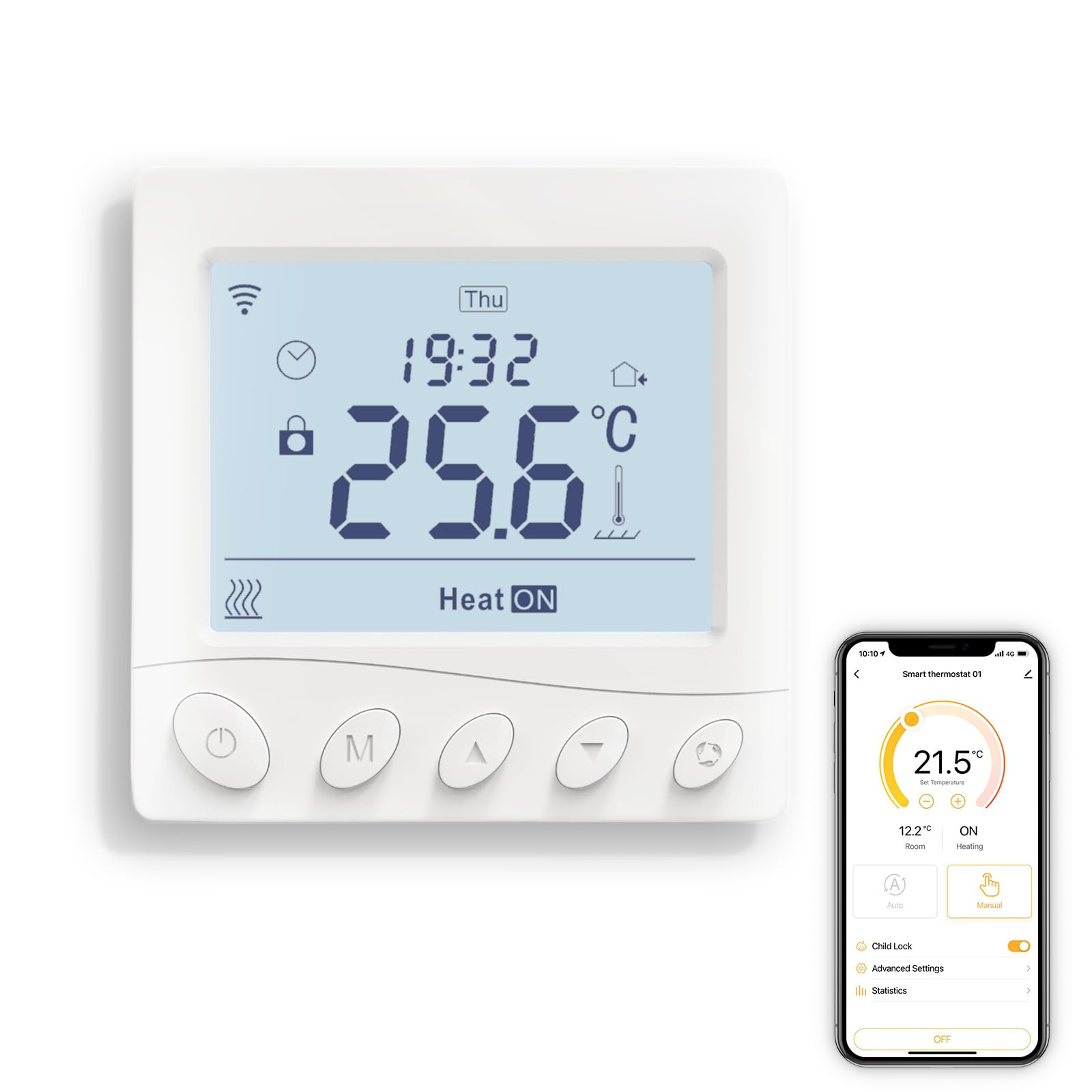 MOES Smart WiFi Thermostat Water/Gas Boilers Heating, Schedule and Remote Control, Hub-Free, Compatible with Amazon Alexa, Neutral Line Required, Mechanical Button