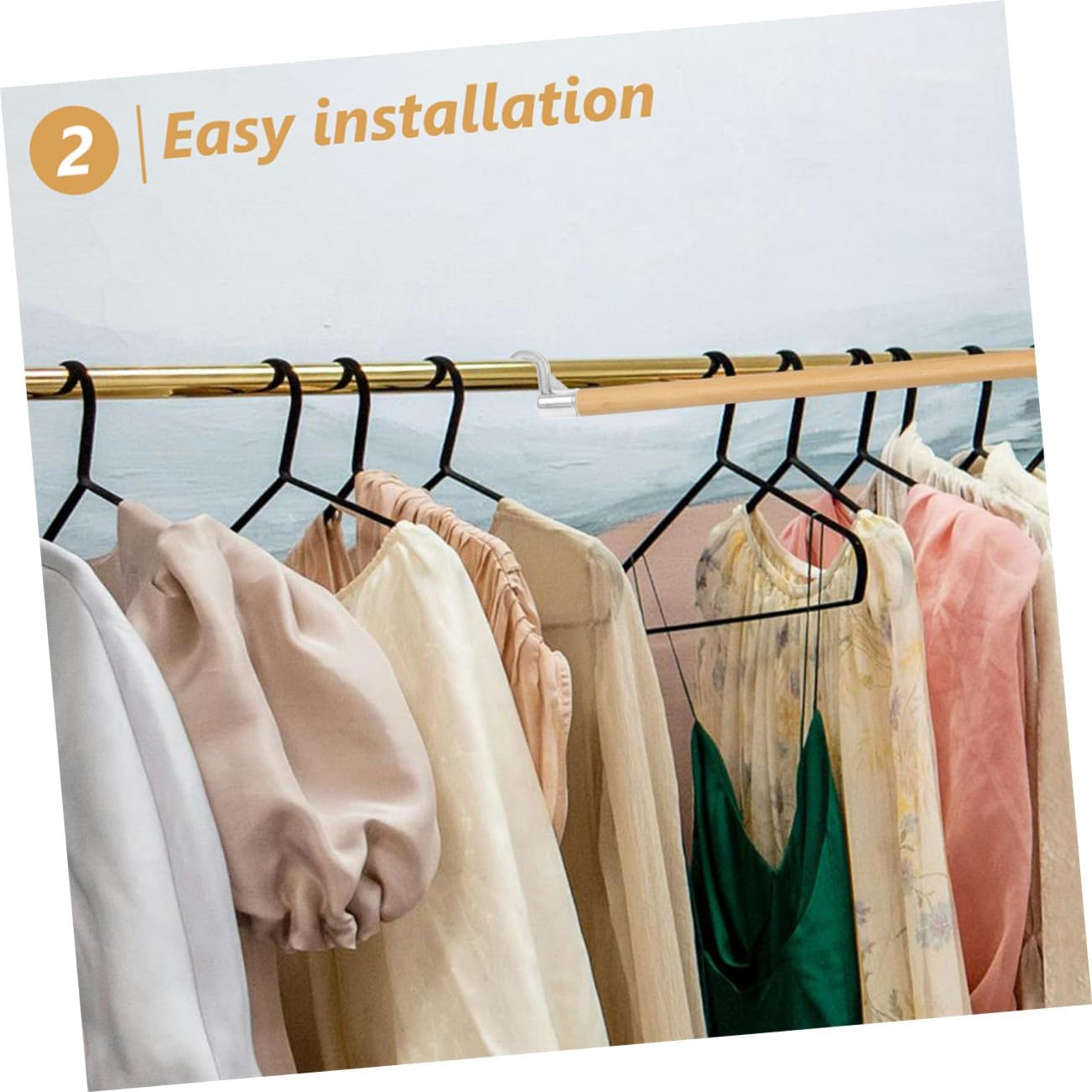 Cabilock Closet Rods for Hanging Clothes 4pcs Aluminum Alloy Hooks Easy Install Brackets Multi-Purpose for Bathroom Living Room
