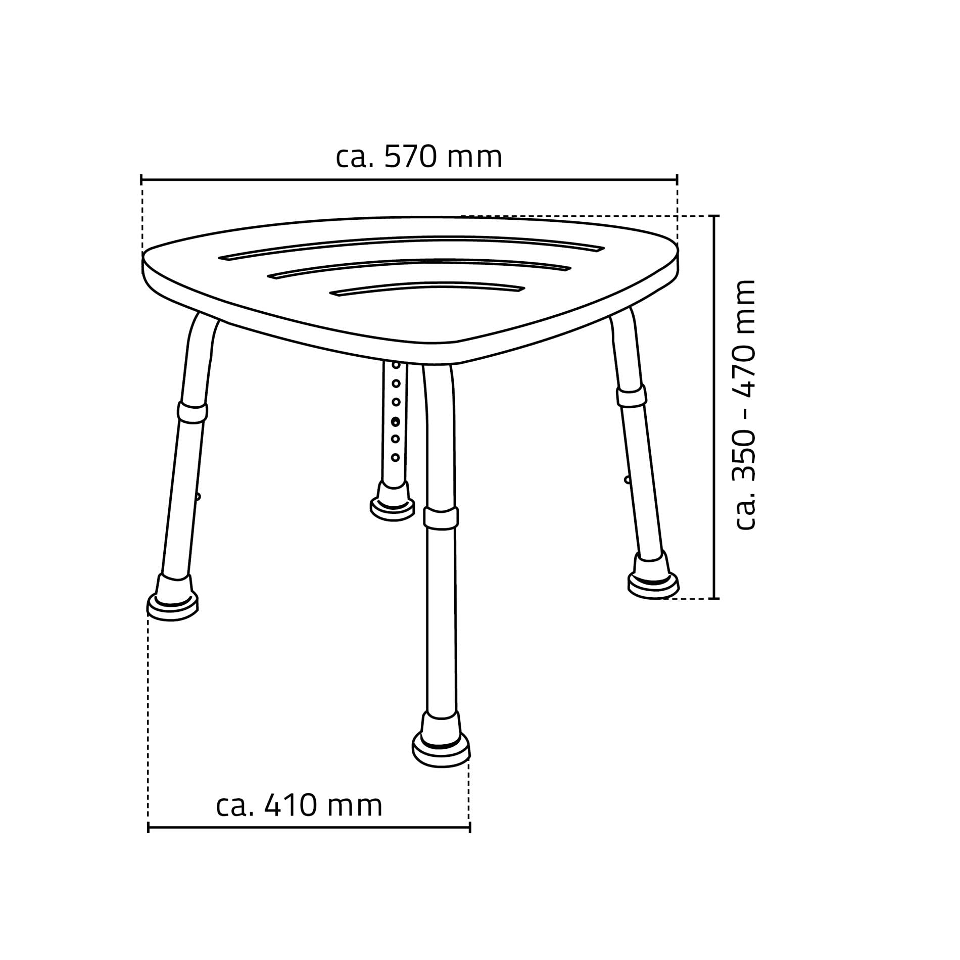 RIDDER Assistent A00502081 taboret łazienkowy, taboret prysznicowy, bambus, ok. 57 x 41 x 35 – 47 cm