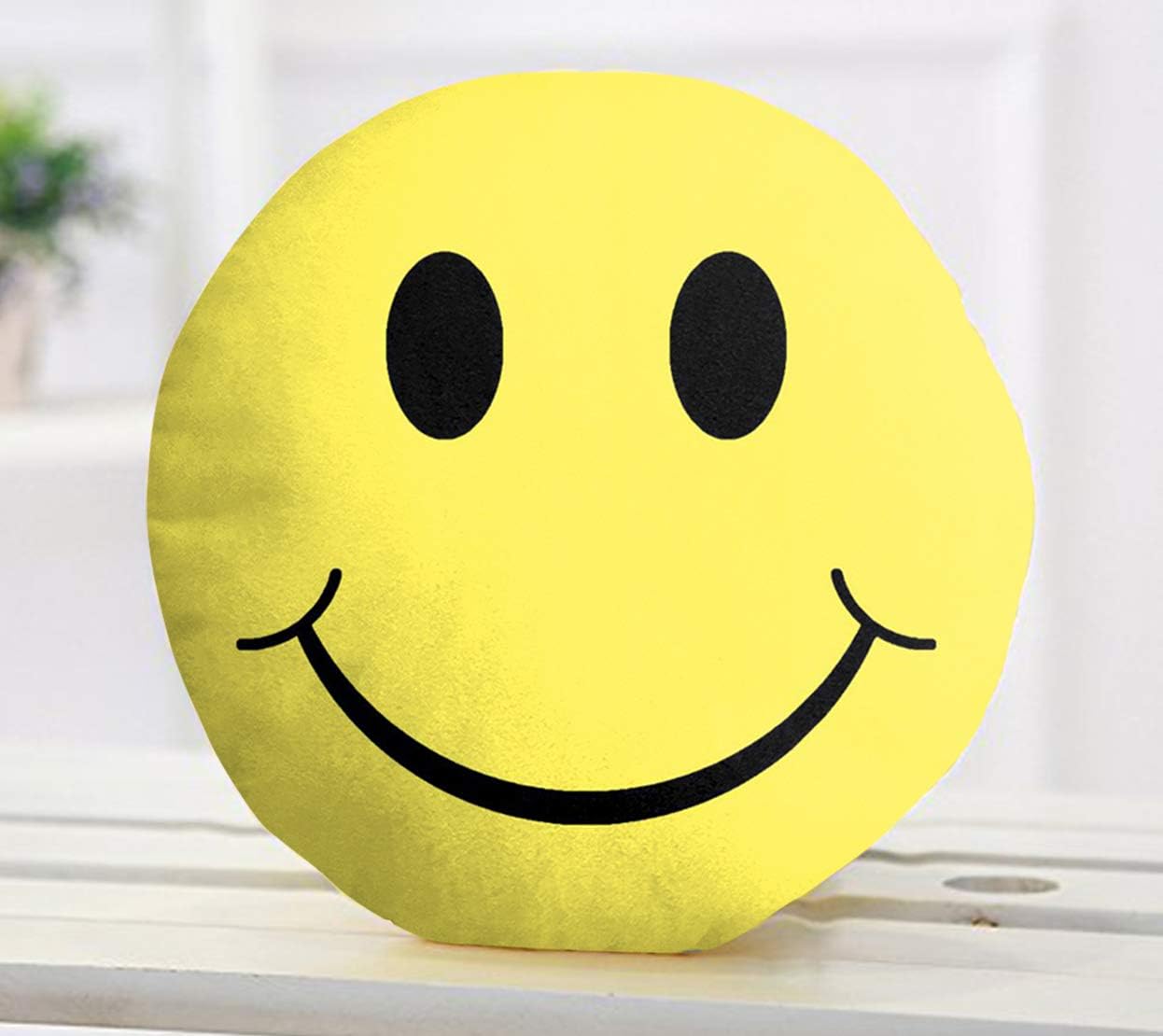 Kesar Enterprises Velvet Fabric Soft Toys Emoji & Smiley Cushion, 14x14-inches (Multicolour)