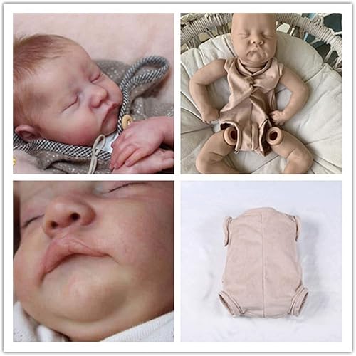Miniatura 2 de Angelbaby Kits de muñecas Reborn sin pintar con cuerpo de tela de 17 pulgadas, juegos de moldes de silicona suave en blanco para hacer piezas de