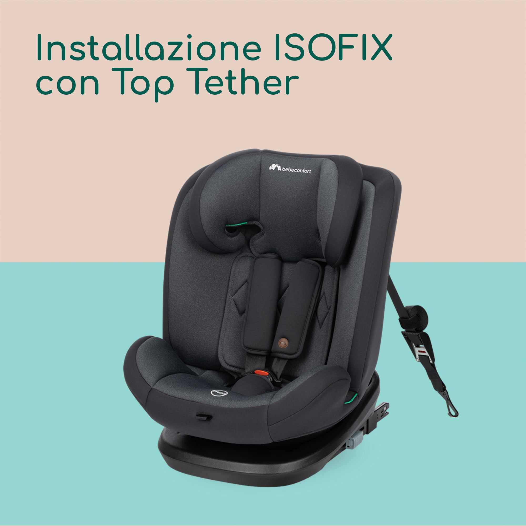 Bebeconfort Ever Fix i-Size Seggiolino Auto 15-36 kg Isofix Gruppo 123 per Bambini dai 15 Mesi ai 12 Anni, Reclinabile 4 posizioni, Protezioni laterali, Tinted Black
