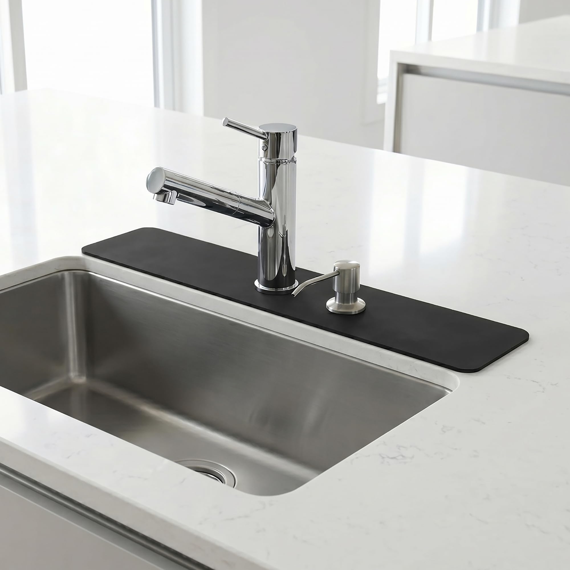 Absorbent Kitchen Sink Faucet Mat for 2-Hole 4" On-Center Faucets 30"x5.5"
