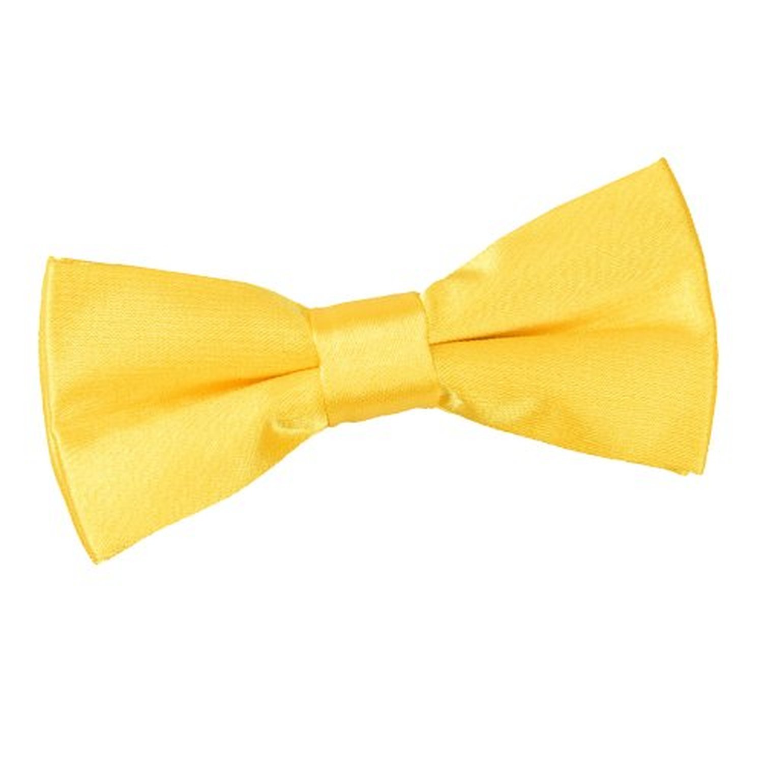DQT Boys Plain Glossy Satin Pre-Tied Bow Tie – Wedding, Party & Formal – Marigold