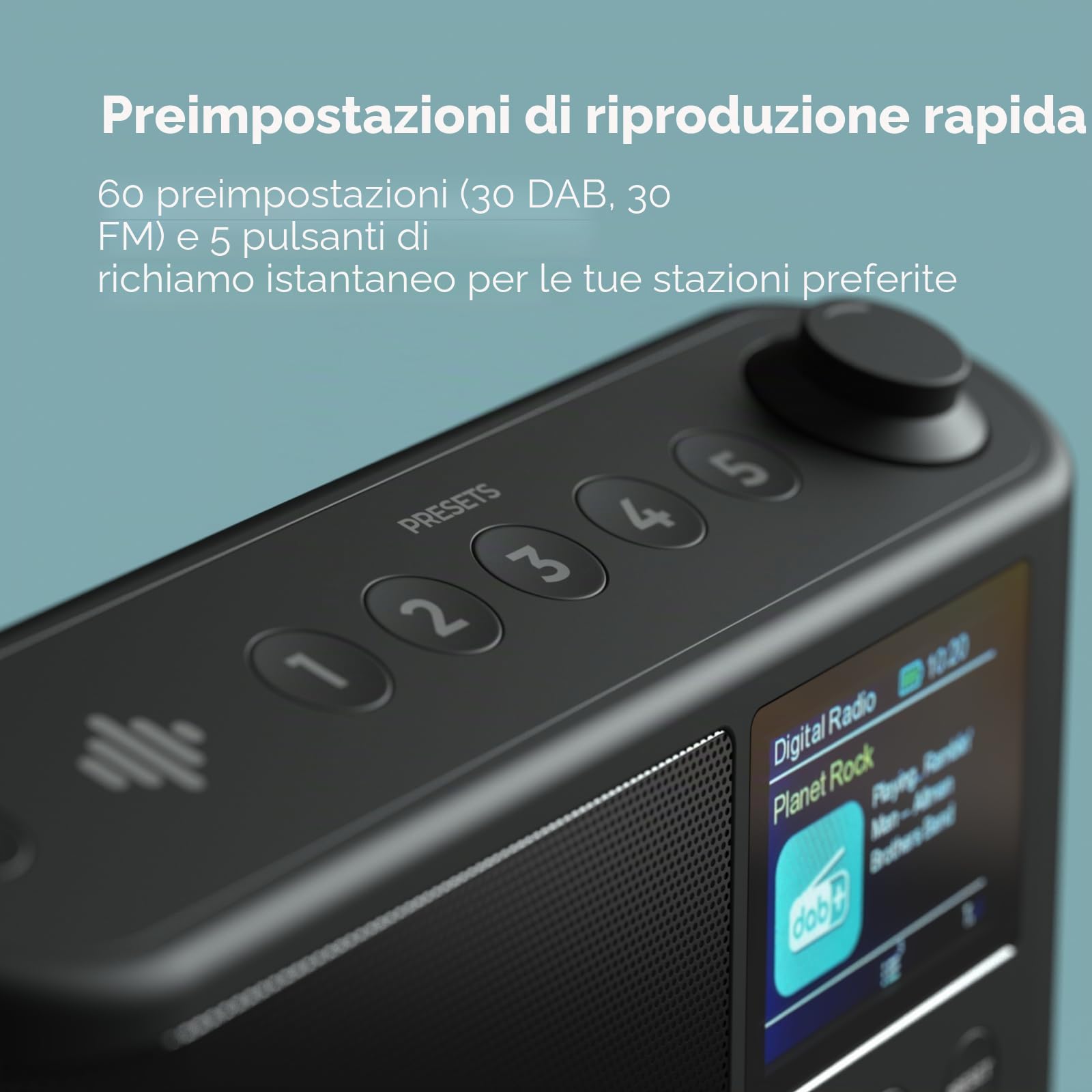 Radio DAB portatile, radio DAB Plus/DAB, radio FM, piccola radio, grande display LCD, radio portatili con rete elettrica e batteria, ricarica USB per 10 ore di riproduzione, (spettro di iBox)