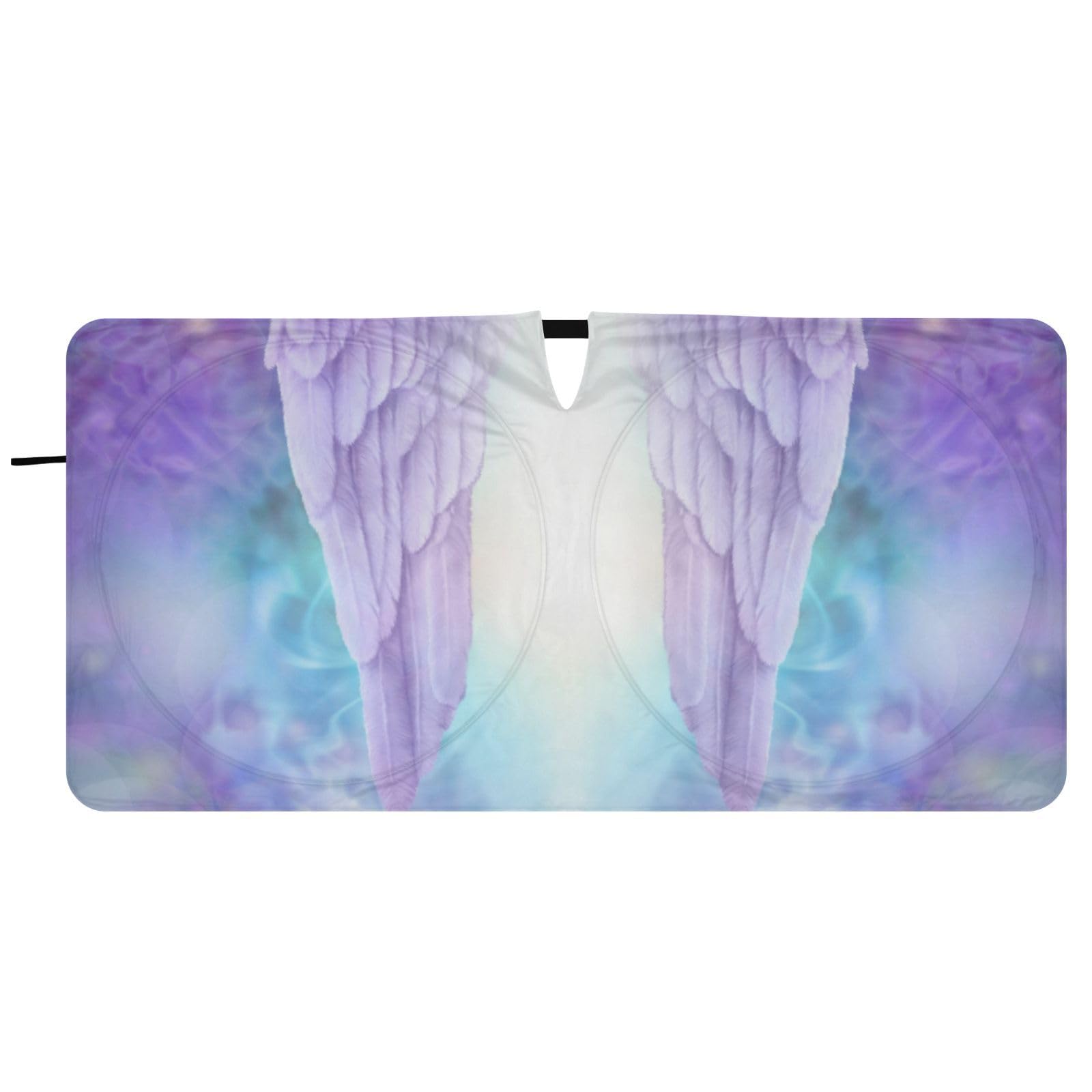 Lilac Angel Wings Car Sun Shade for Windshield Front Window Sun Cover Blocker with Storage Bag Steel Ring Foldable Auto Car Sun Visor Shield Protector for Sun Heat UV Protection 32x62 Inches